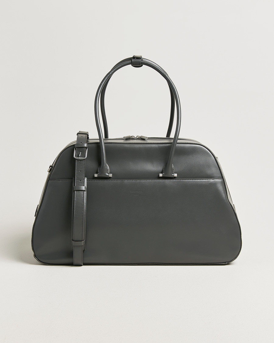 Herre | Tasker | Tiger of Sweden | Navisa Smooth Leather Weekendbag Jet Grey