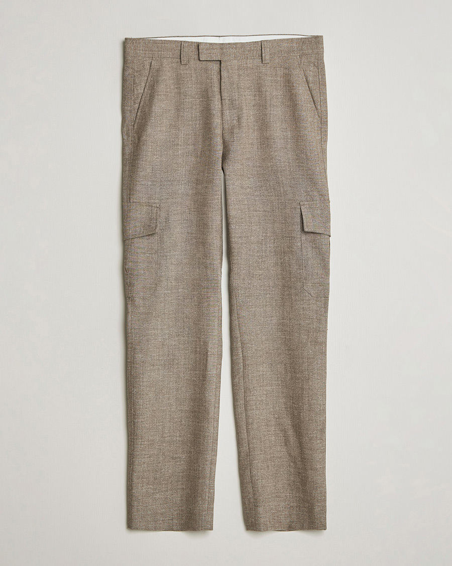 Herre | Bukser | Tiger of Sweden | Mend Wool/Linen Cargo Trousers Sawgrass Brown