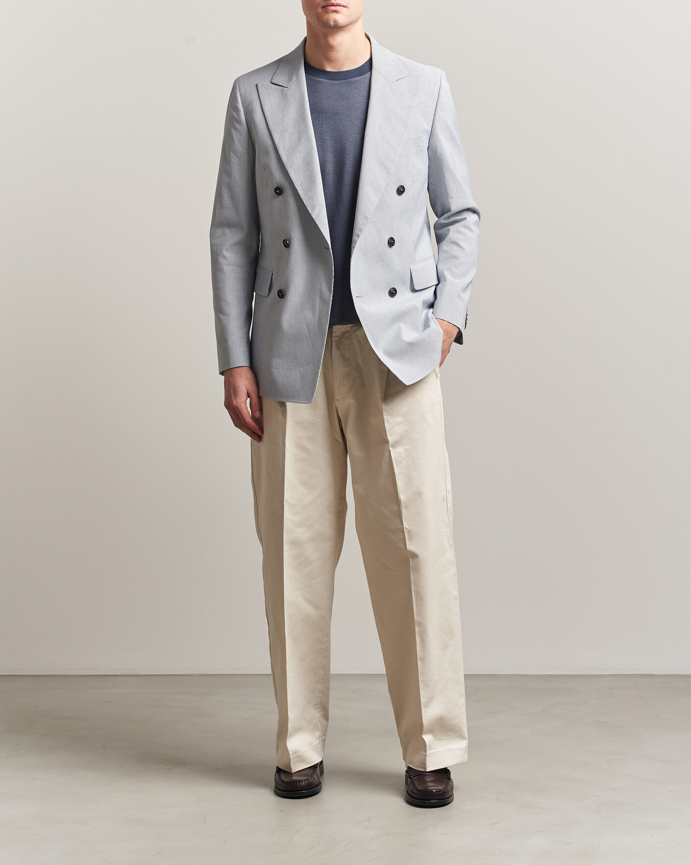 Herre | Blazere & jakker | Tiger of Sweden | Ease Cotton Double Breasted Blazer Thunder Blue