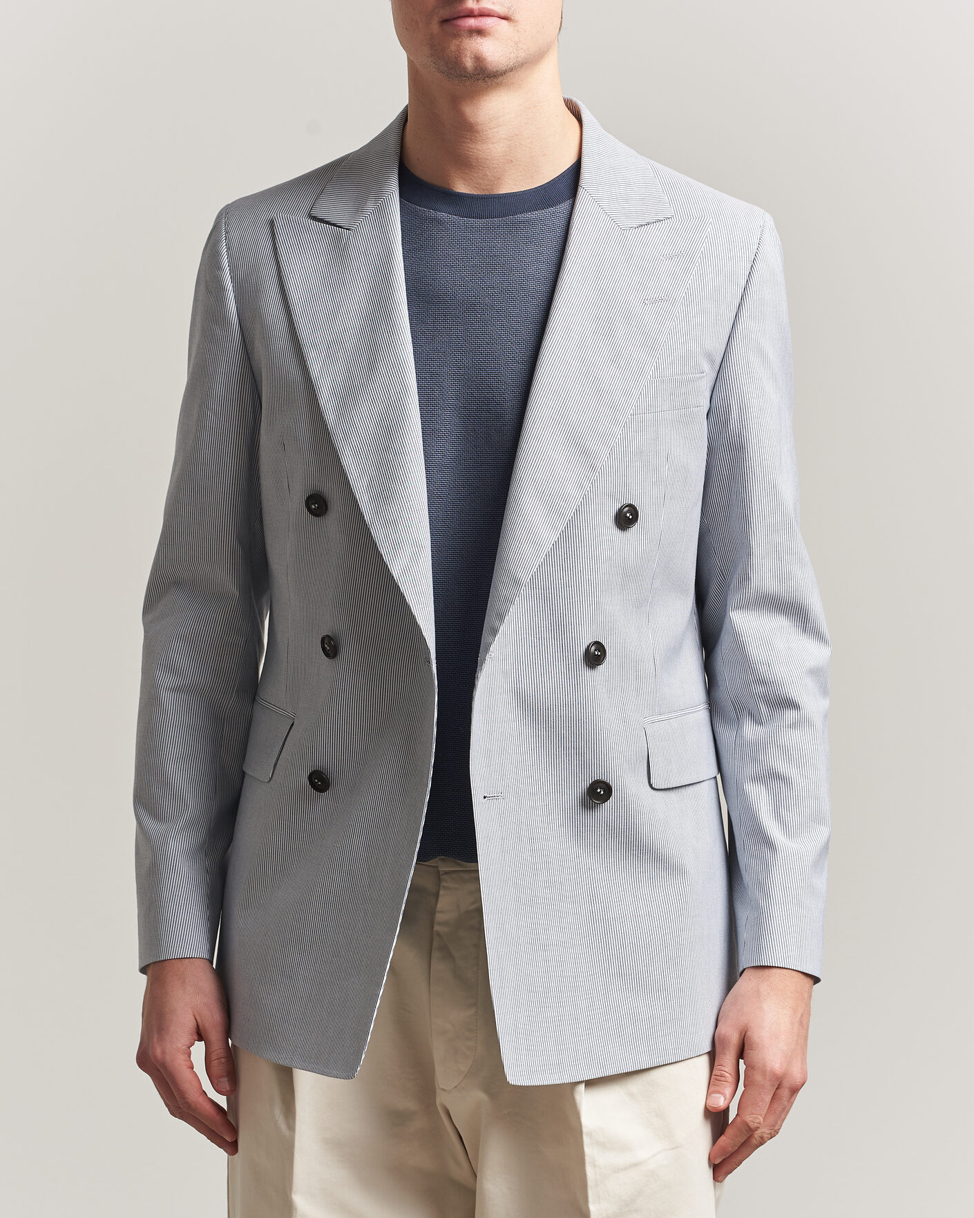 Herre | Blazere & jakker | Tiger of Sweden | Ease Cotton Double Breasted Blazer Thunder Blue