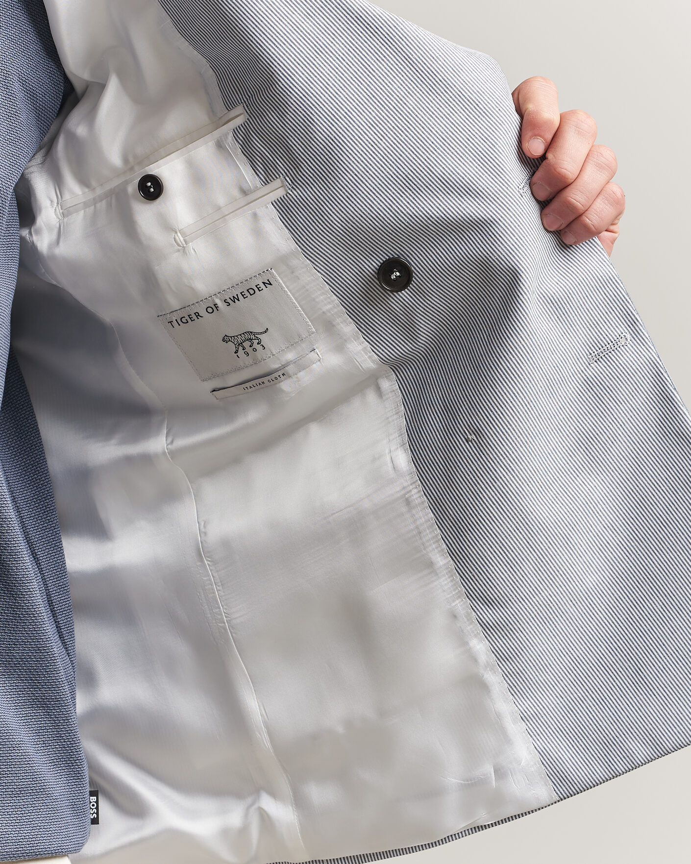 Herre | Blazere & jakker | Tiger of Sweden | Ease Cotton Double Breasted Blazer Thunder Blue