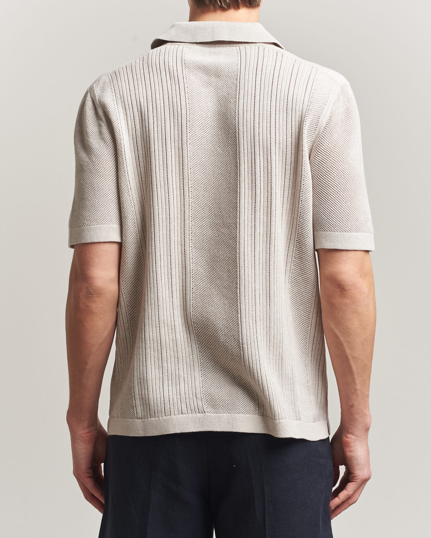 Herre | Polotrøjer | Tiger of Sweden | Eoin Wool/Linen Knitted Polo Ivory