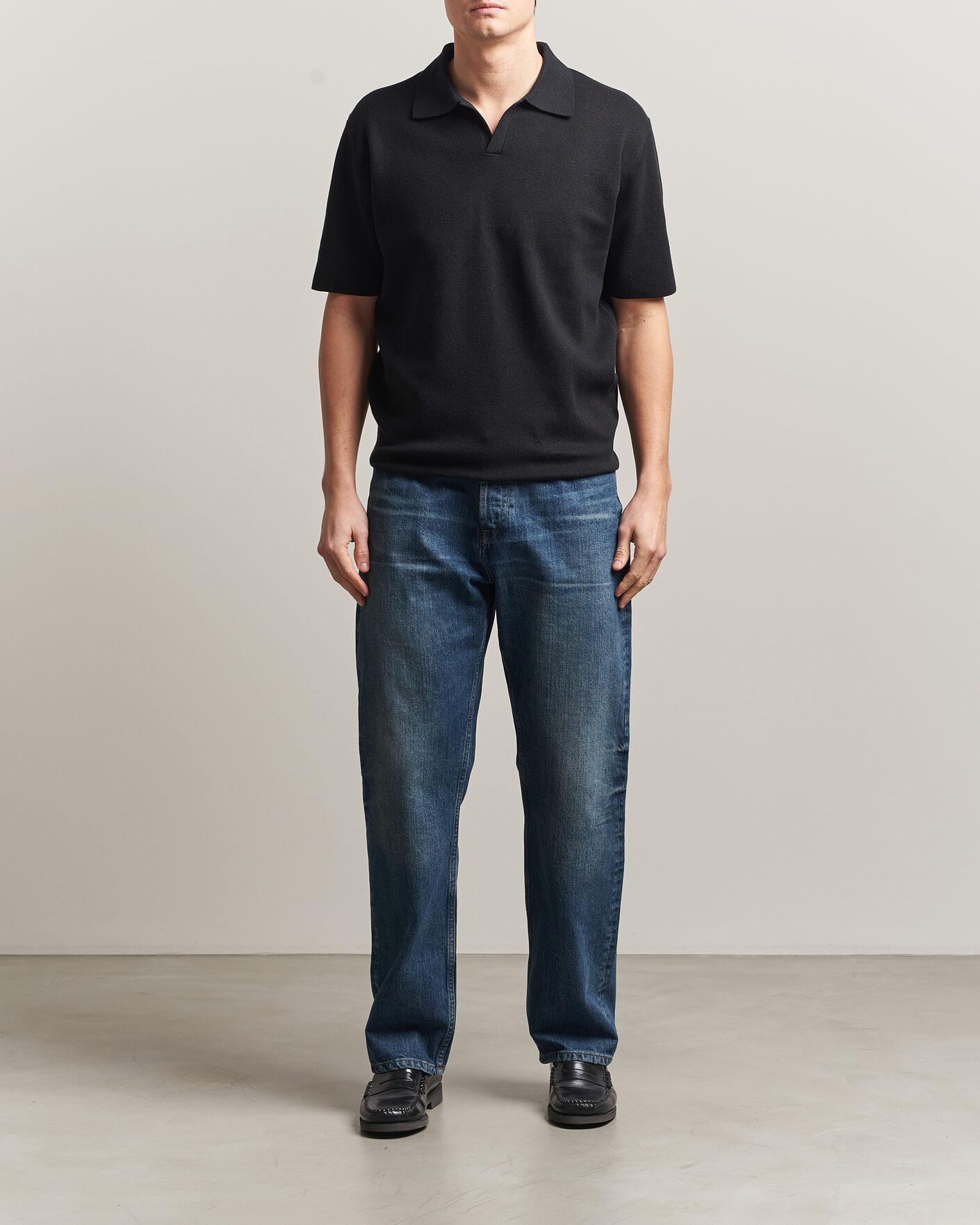 Herre | Polotrøjer | Tiger of Sweden | Maelon Cotton/Linen Knitted Polo Black
