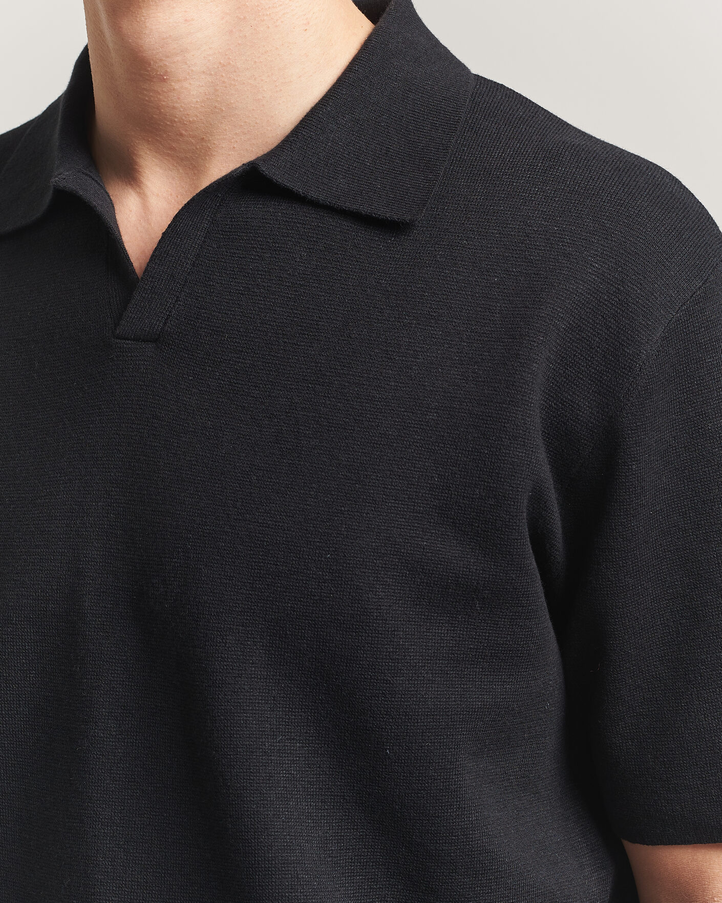 Herre | Polotrøjer | Tiger of Sweden | Maelon Cotton/Linen Knitted Polo Black