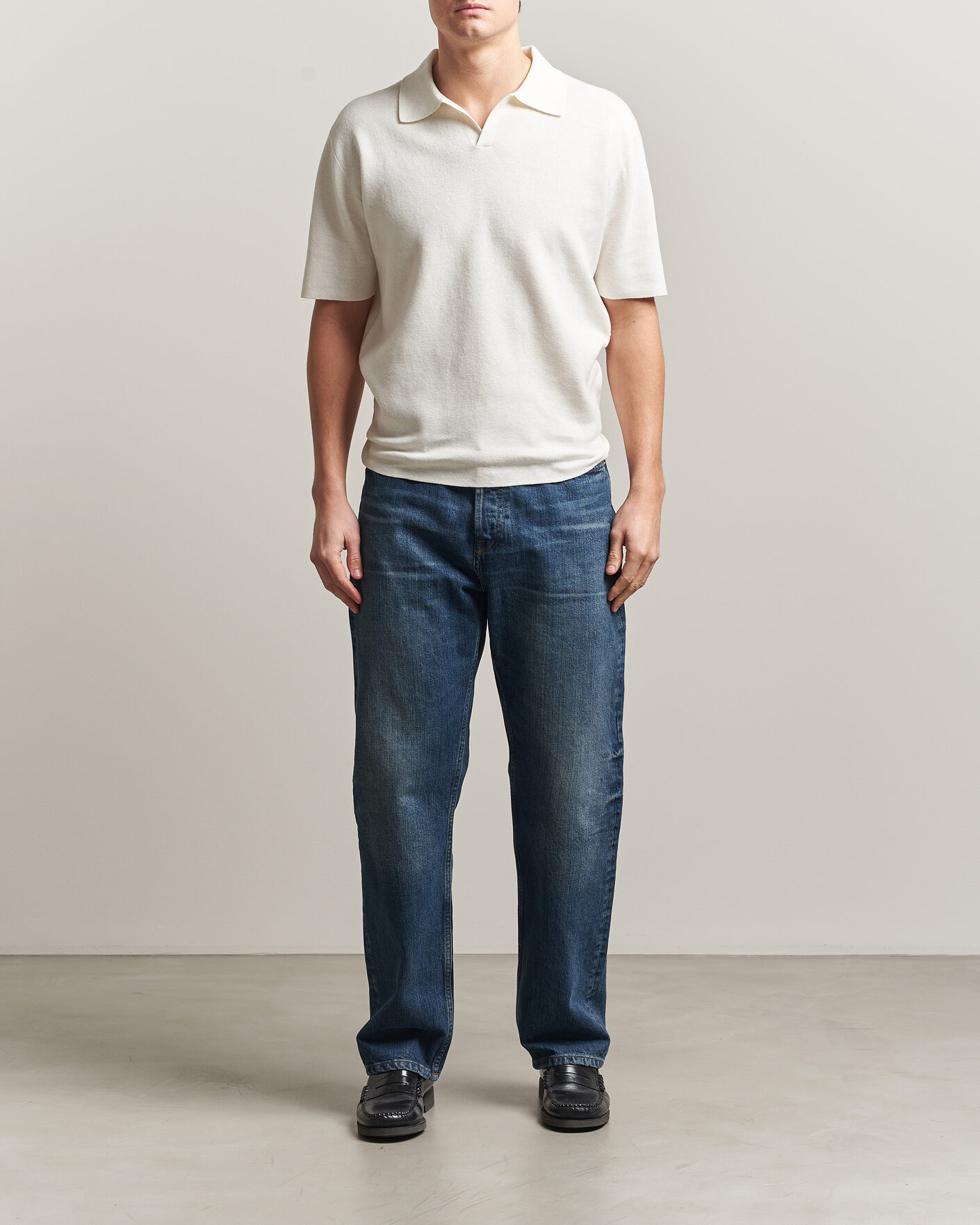 Herre | Polotrøjer | Tiger of Sweden | Maelon Cotton/Linen Knitted Polo Pure White