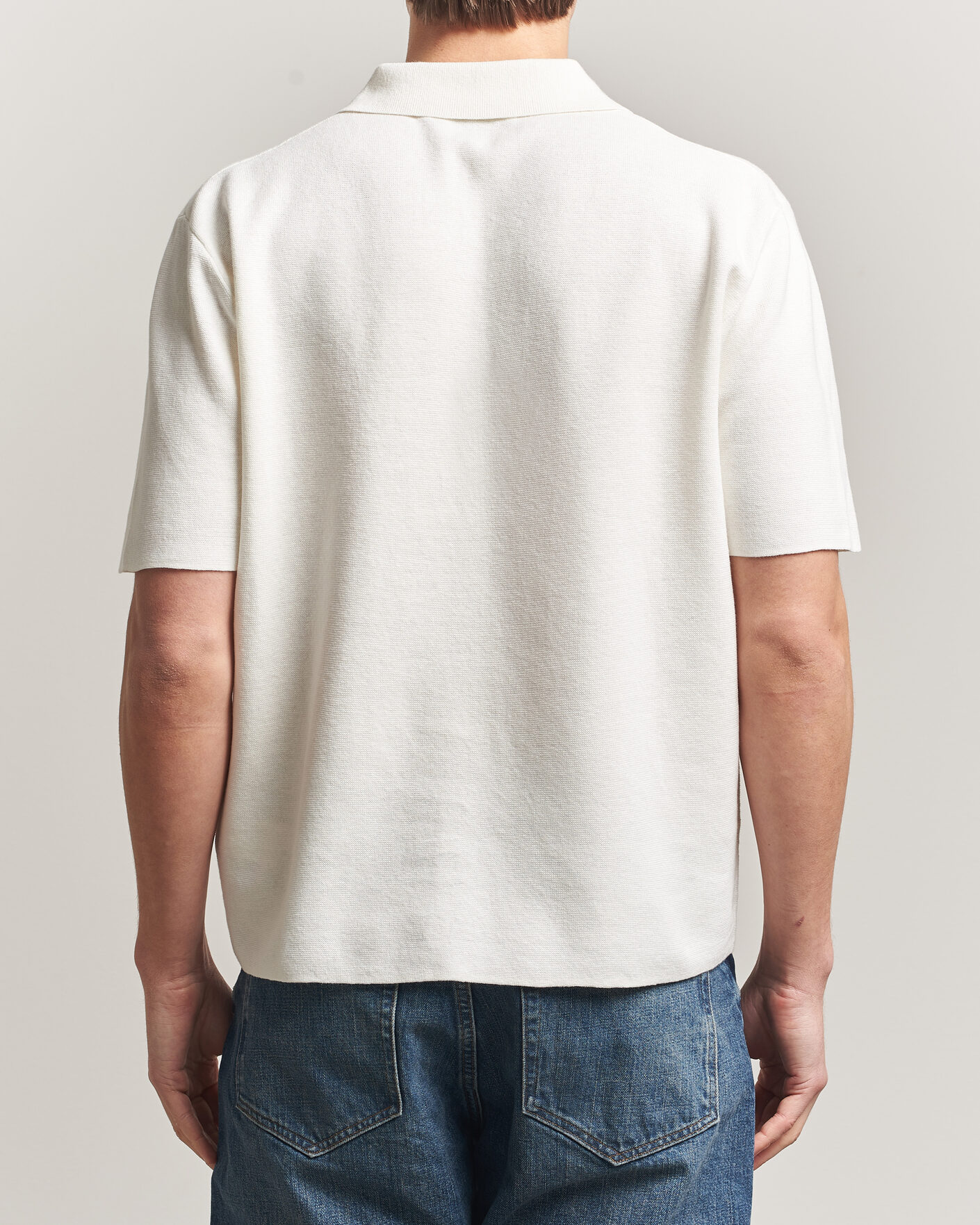 Herre | Polotrøjer | Tiger of Sweden | Maelon Cotton/Linen Knitted Polo Pure White