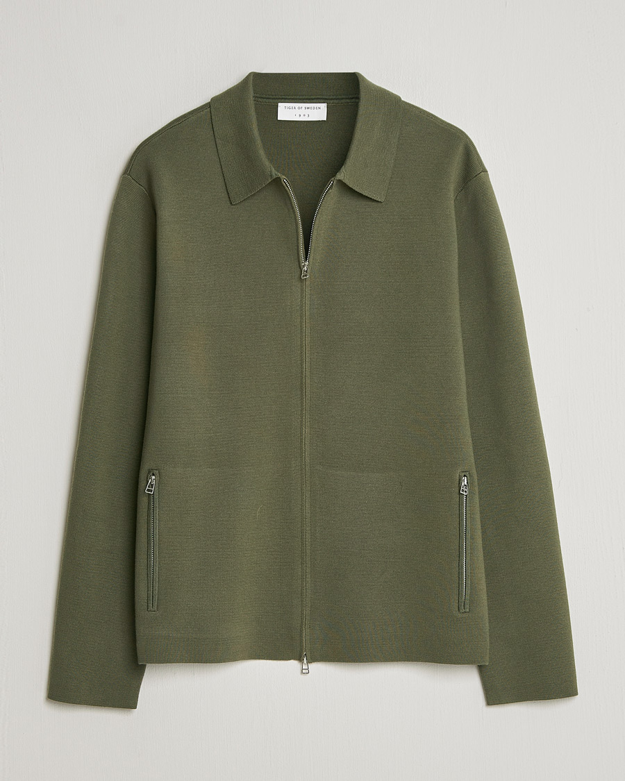 Herre | Trøjer | Tiger of Sweden | Celyn Knitted Full Zip Kalamata Green
