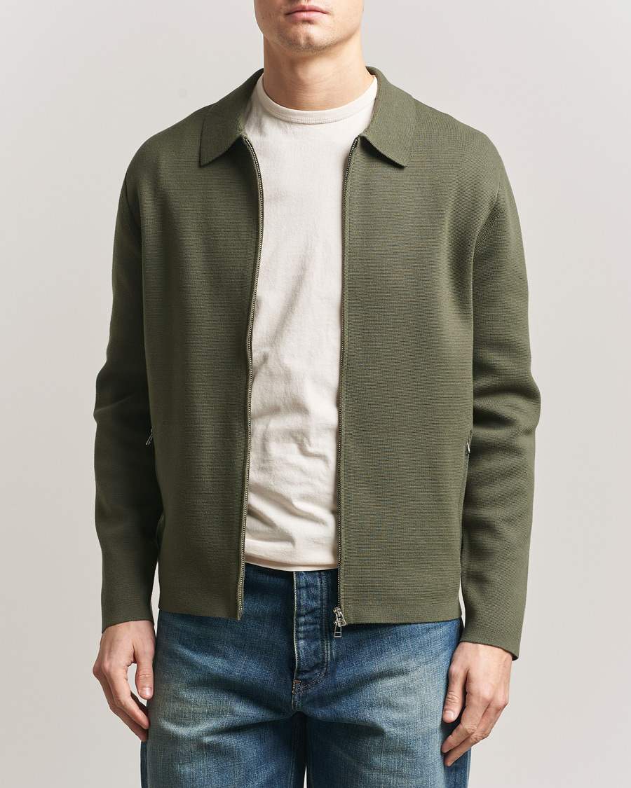 Herre | Trøjer | Tiger of Sweden | Celyn Knitted Full Zip Kalamata Green