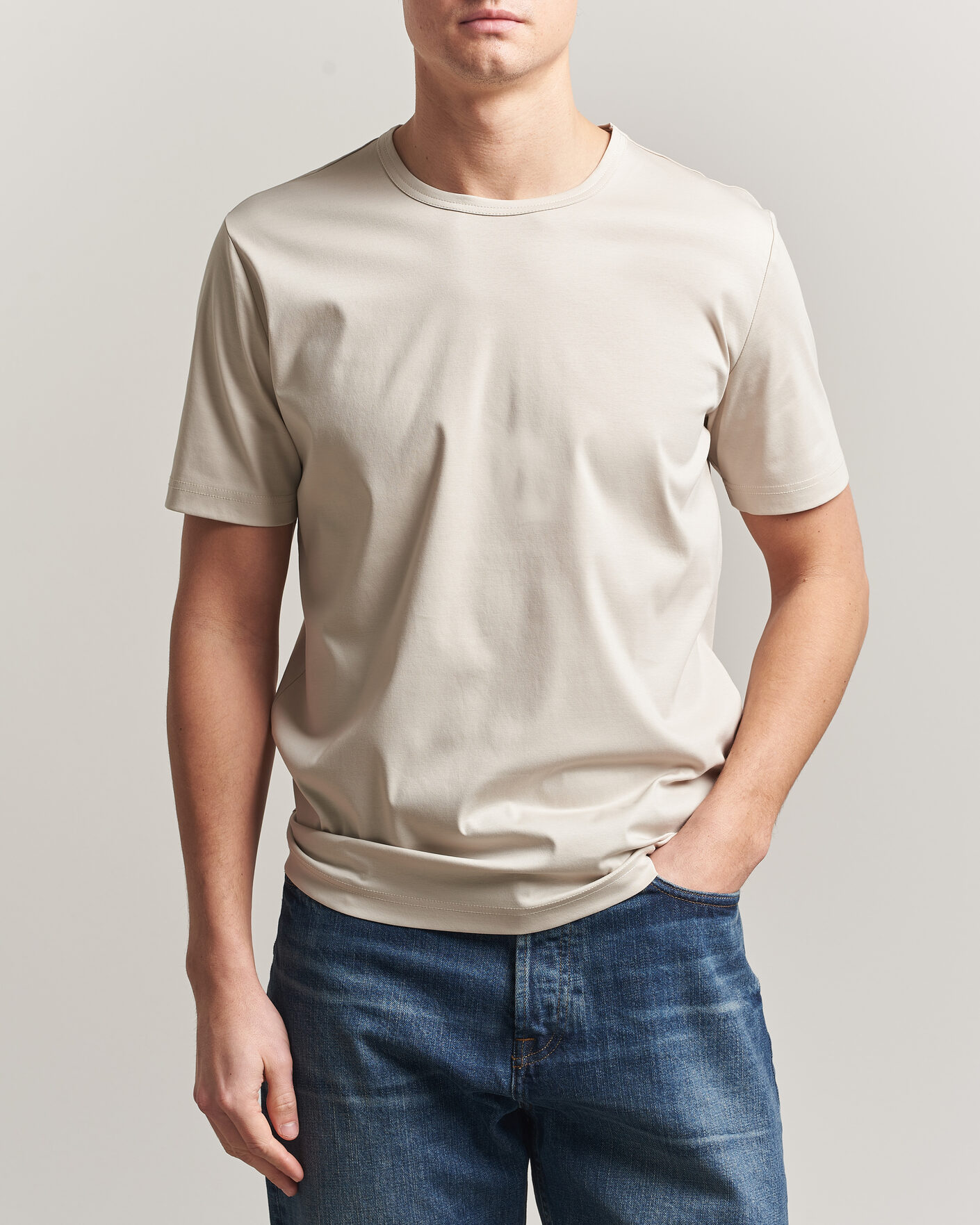 Herre | T-Shirts | Tiger of Sweden | Olaf Mercerized Cotton T-Shirt Seline Grey