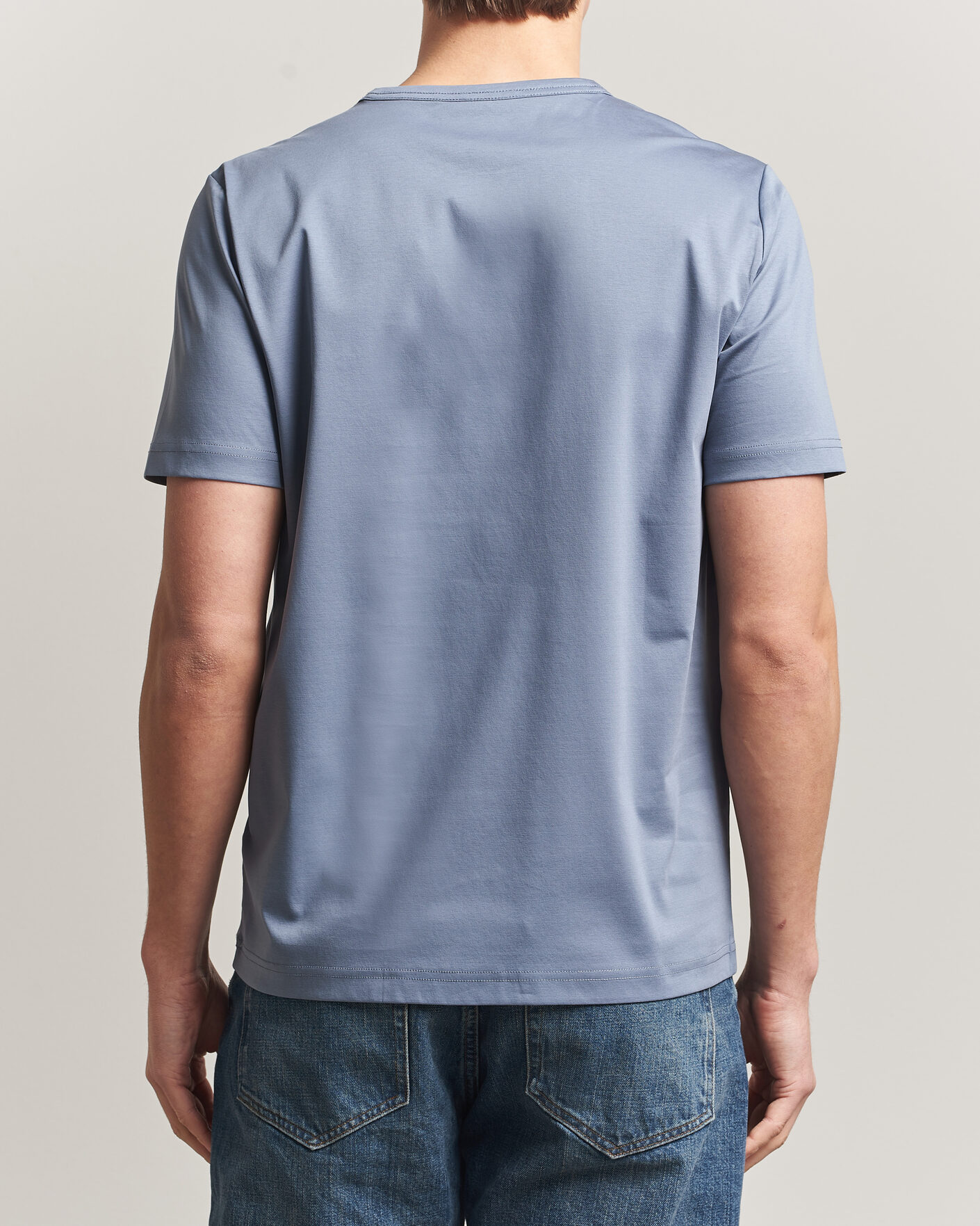 Herre | T-Shirts | Tiger of Sweden | Olaf Mercerized Cotton T-Shirt Dull Blue
