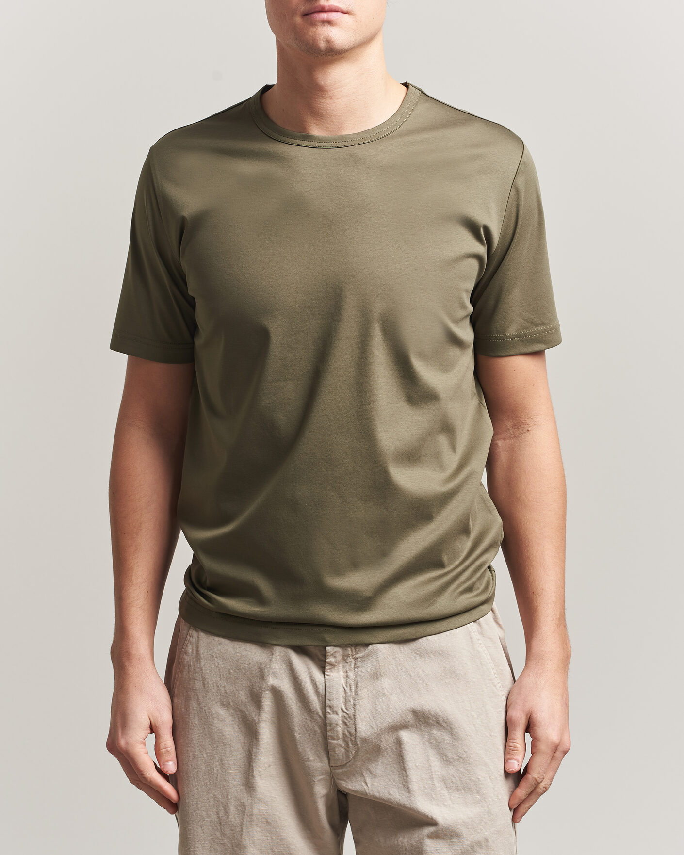 Herre | T-Shirts | Tiger of Sweden | Olaf Mercerized Cotton T-Shirt Kalamata Green