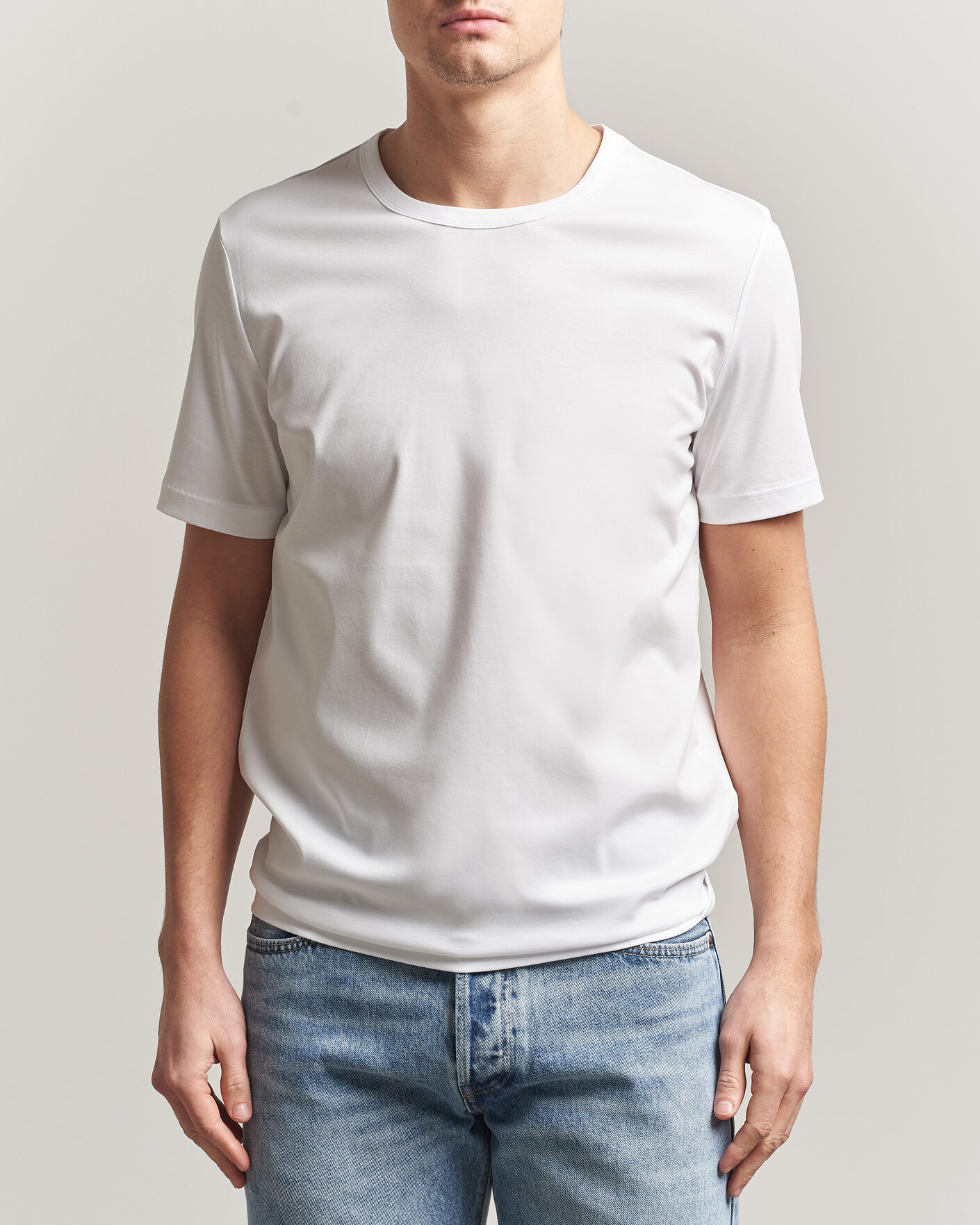 Herre | T-Shirts | Tiger of Sweden | Olaf Mercerized Cotton T-Shirt Pure White