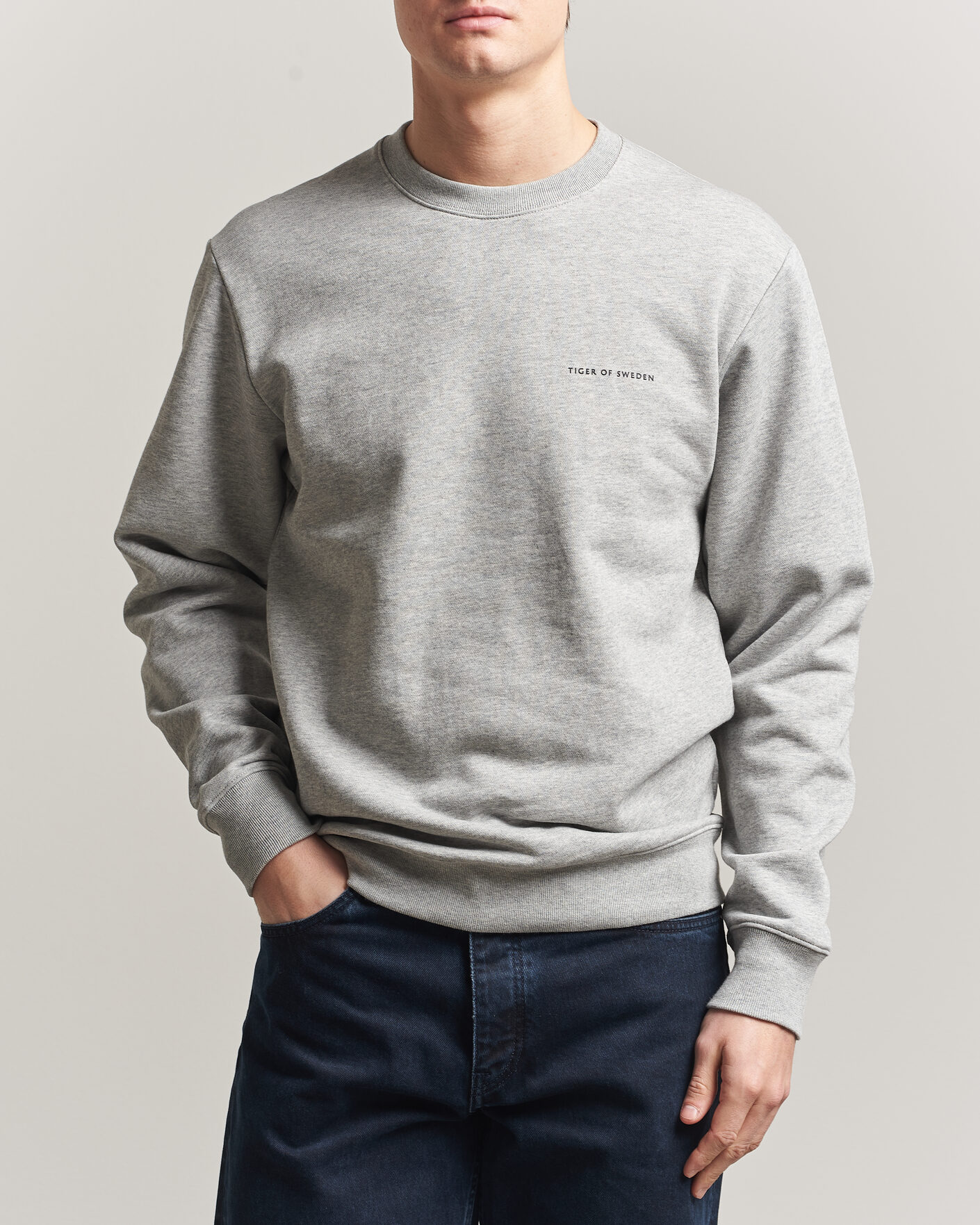 Herre | Trøjer | Tiger of Sweden | Emerson Crew Neck Sweatshirt Grey Melange
