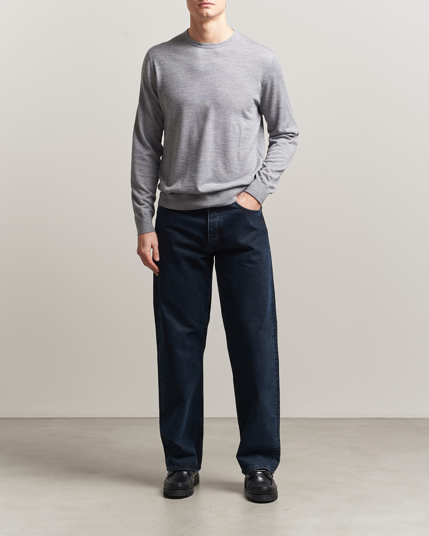 Herre | Trøjer | Tiger of Sweden | Connor Crew Neck Pullover Grey Melange