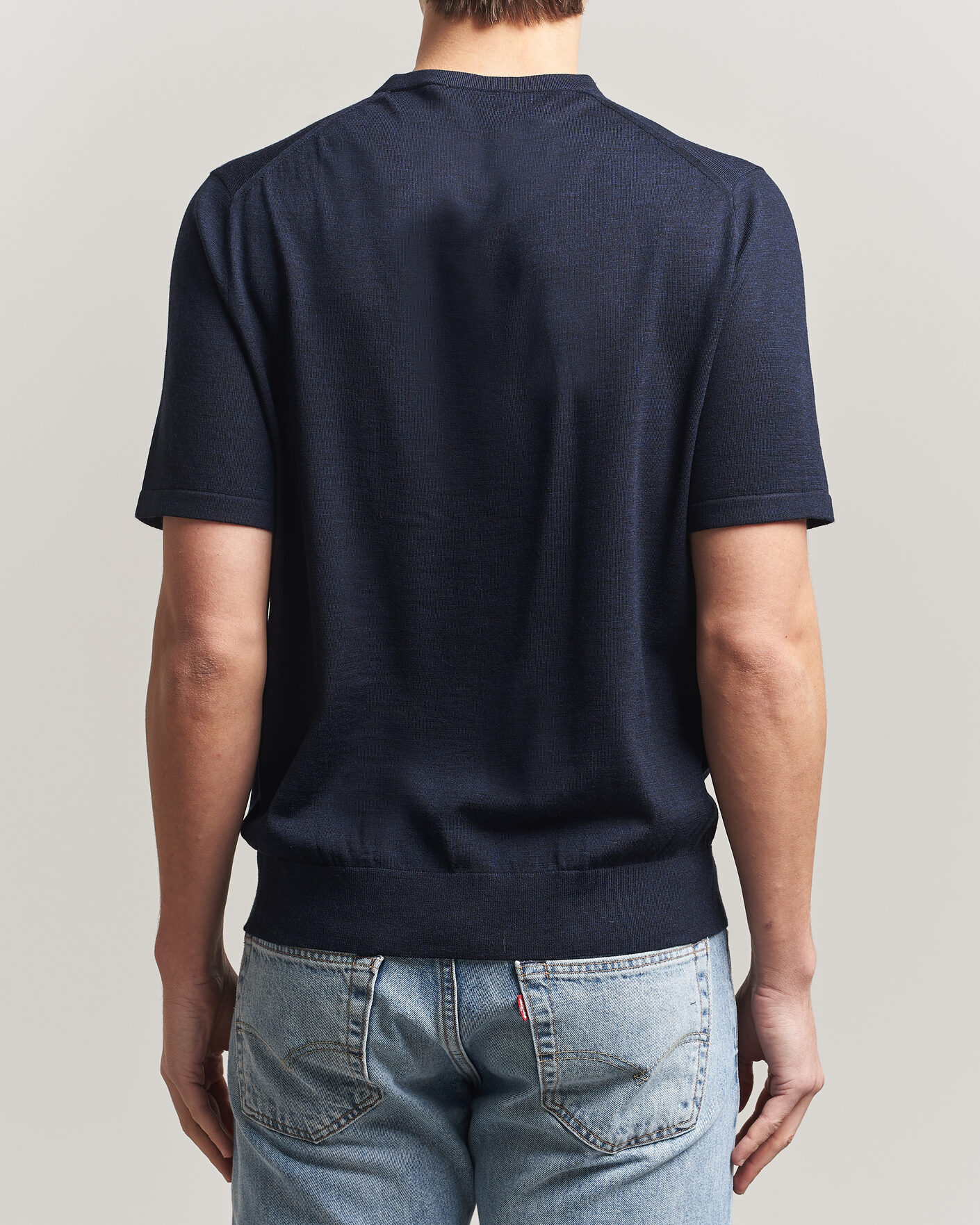 Herre | T-Shirts | Tiger of Sweden | Connor Knitted Crew Neck T-Shirt Light Ink