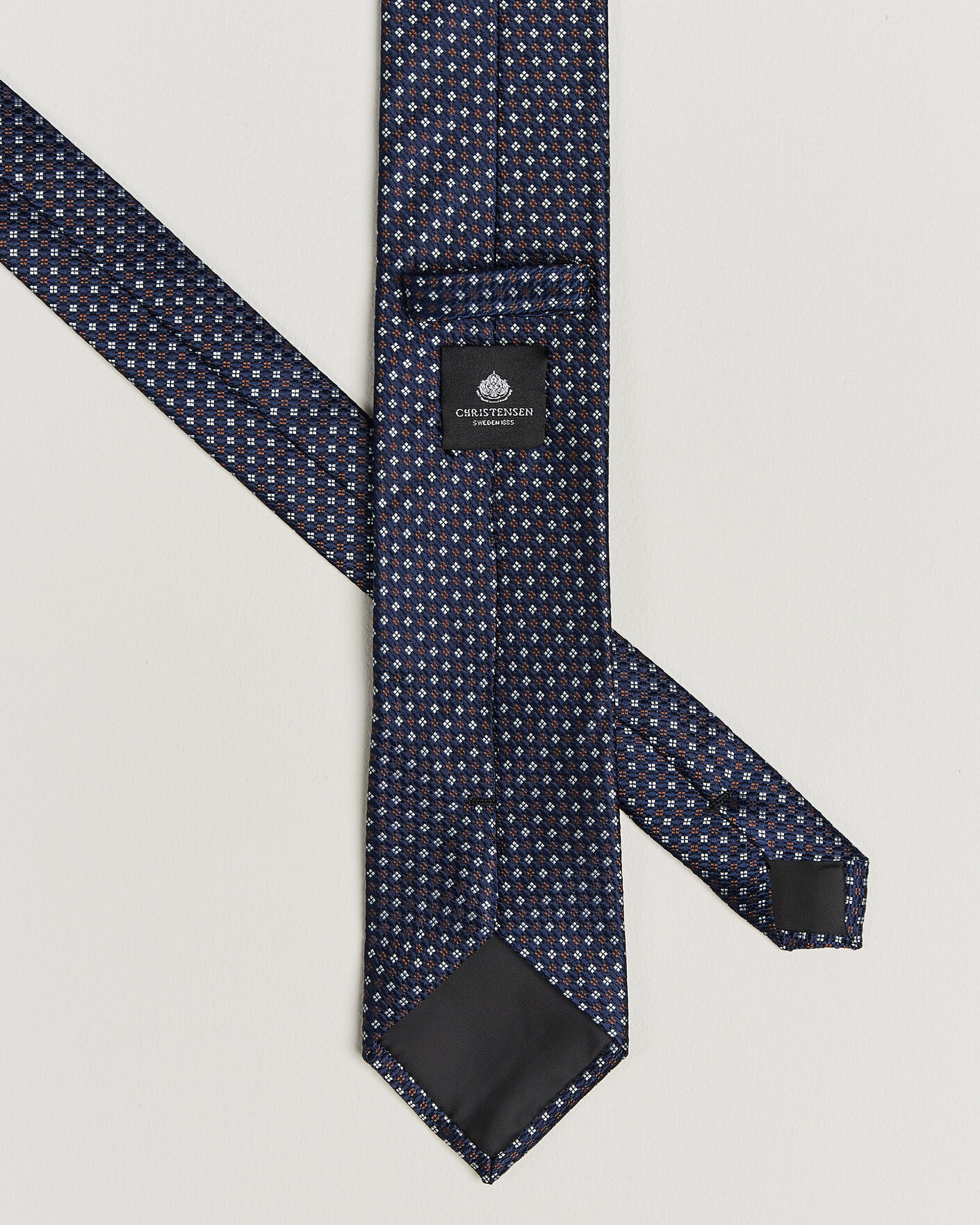 Herre | Slips | Amanda Christensen | Box Set Printed Silk 8cm Tie With Pocket Square Navy/Brown