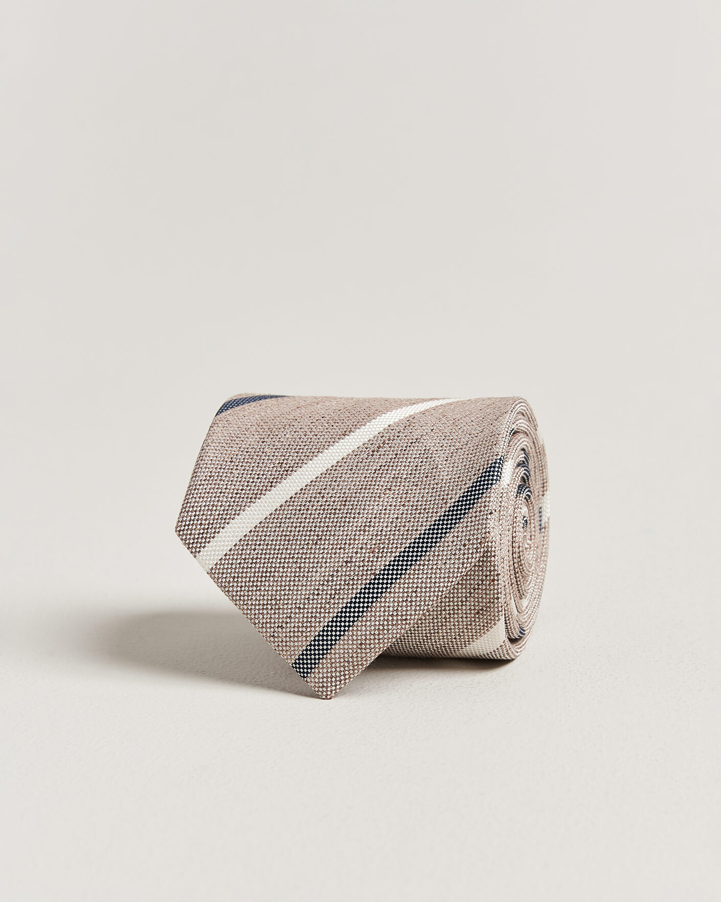 Herre | Slips | Amanda Christensen | Silk/Linen 8cm Striped Tie Brown