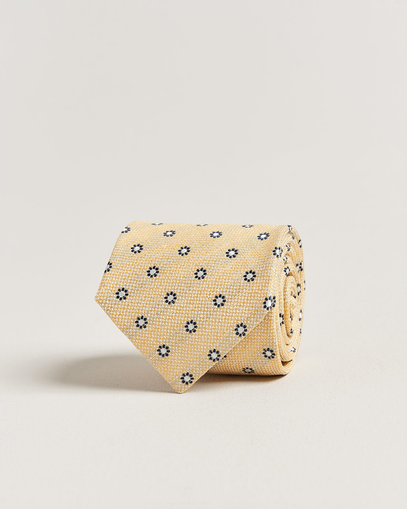 Herre | Slips | Amanda Christensen | Silk/Linen 8cm Flower Tie Yellow