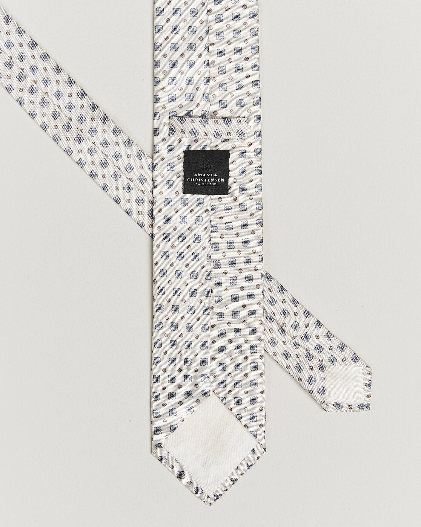 Herre | Slips | Amanda Christensen | Silk Oxford 8cm Flower Tie Cream