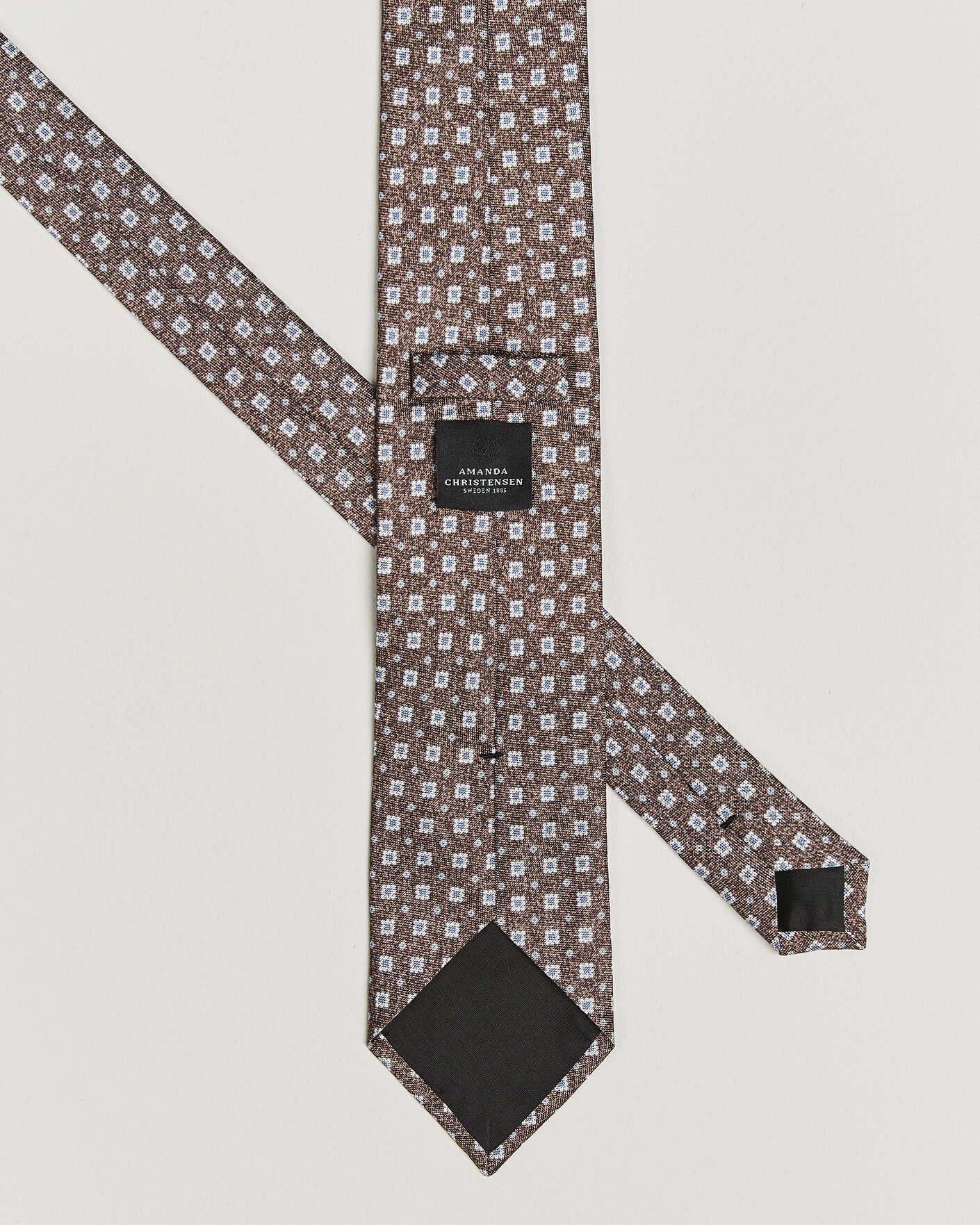 Herre | Slips | Amanda Christensen | Silk Oxford 8cm Flower Tie Brown