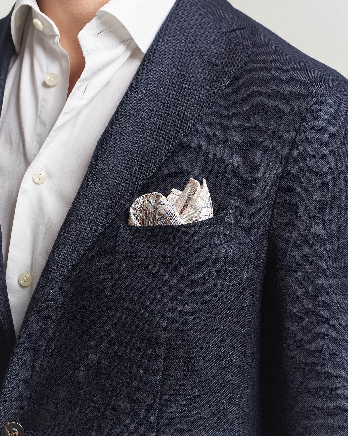 Herre | Lommeklude | Amanda Christensen | Silk Oxford Large Flower Pocket Square Cream