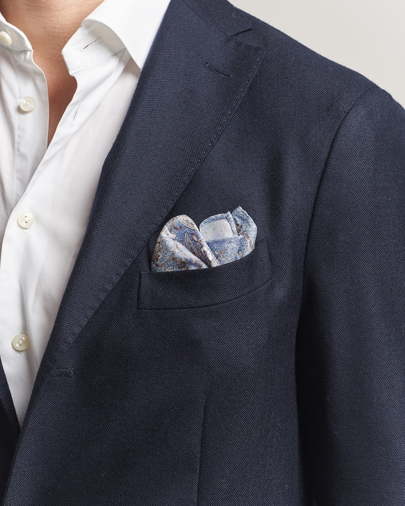Herre | Lommeklude | Amanda Christensen | Silk Oxford Large Flower Pocket Square Blue