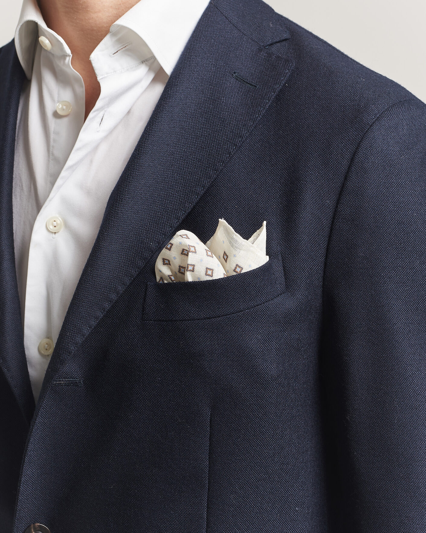 Herre | Lommeklude | Amanda Christensen | Linen Medallion Pocket Square Cream