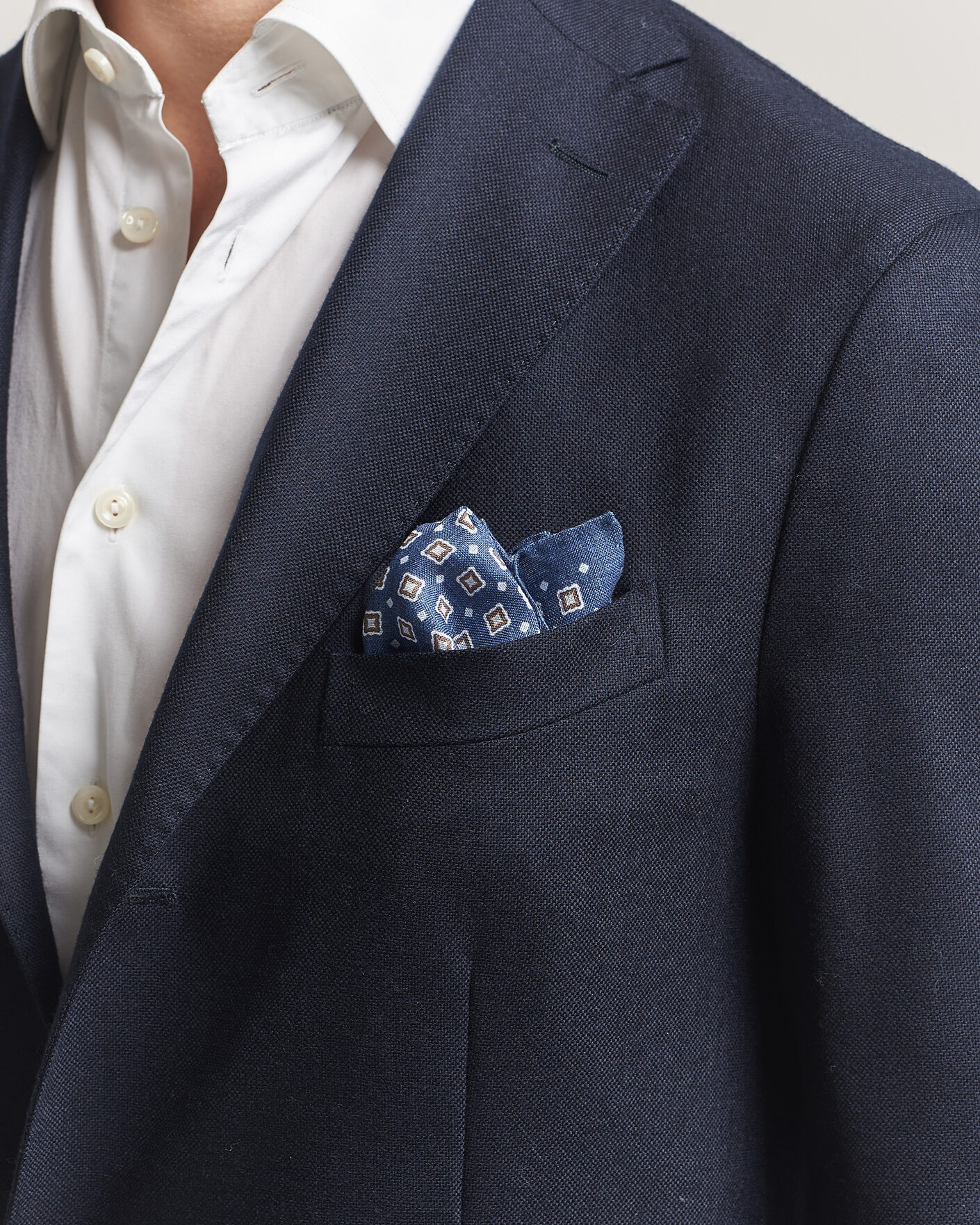 Herre | Lommeklude | Amanda Christensen | Linen Medallion Pocket Square Navy