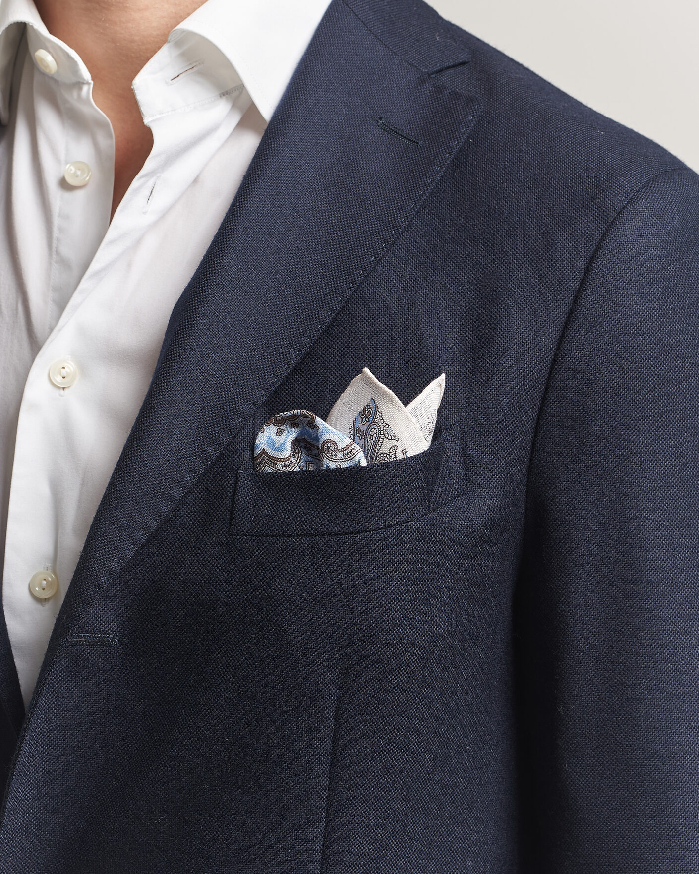 Herre | Lommeklude | Amanda Christensen | Linen Large Paisley Pocket Square Cream