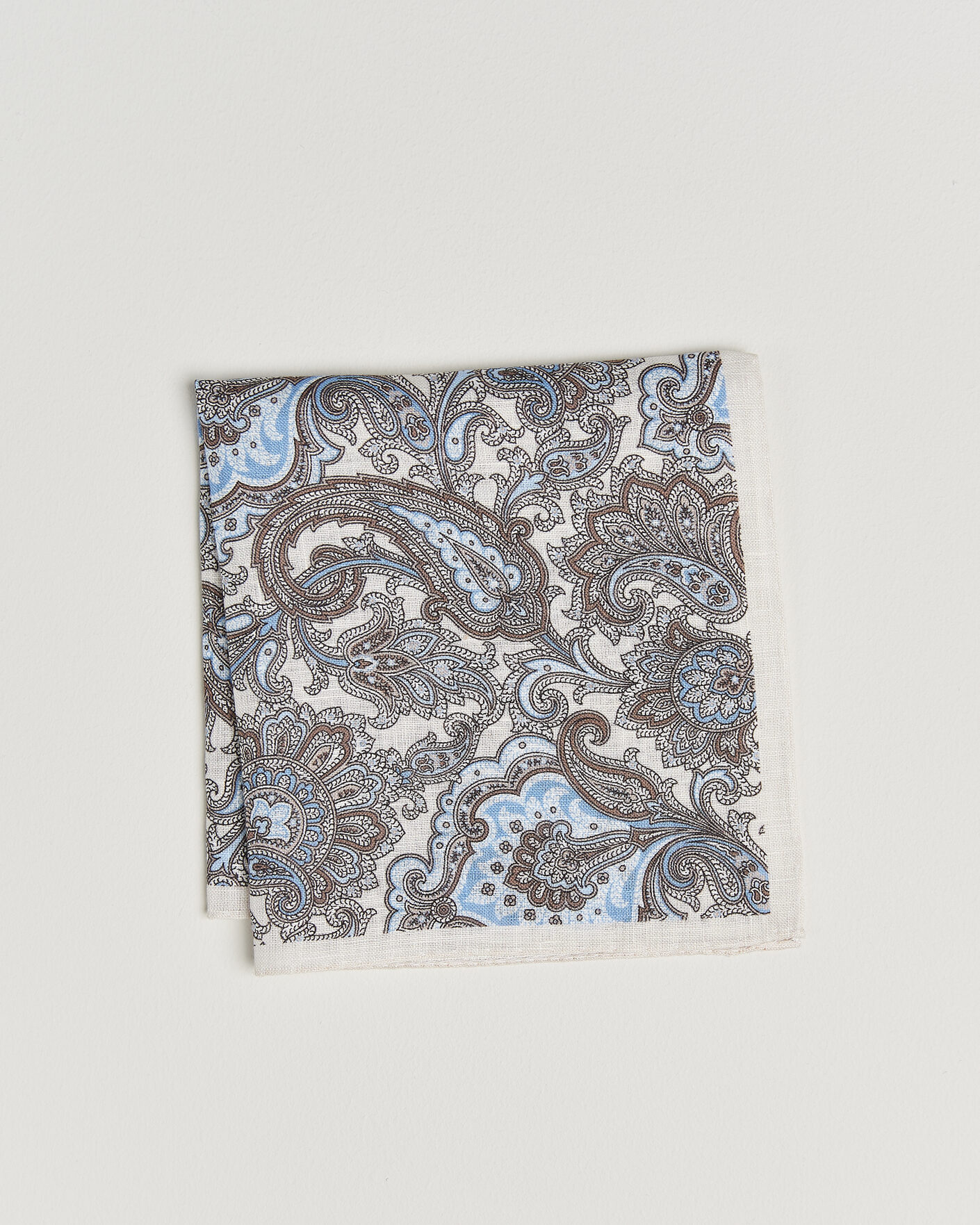 Herre | Lommeklude | Amanda Christensen | Linen Large Paisley Pocket Square Cream
