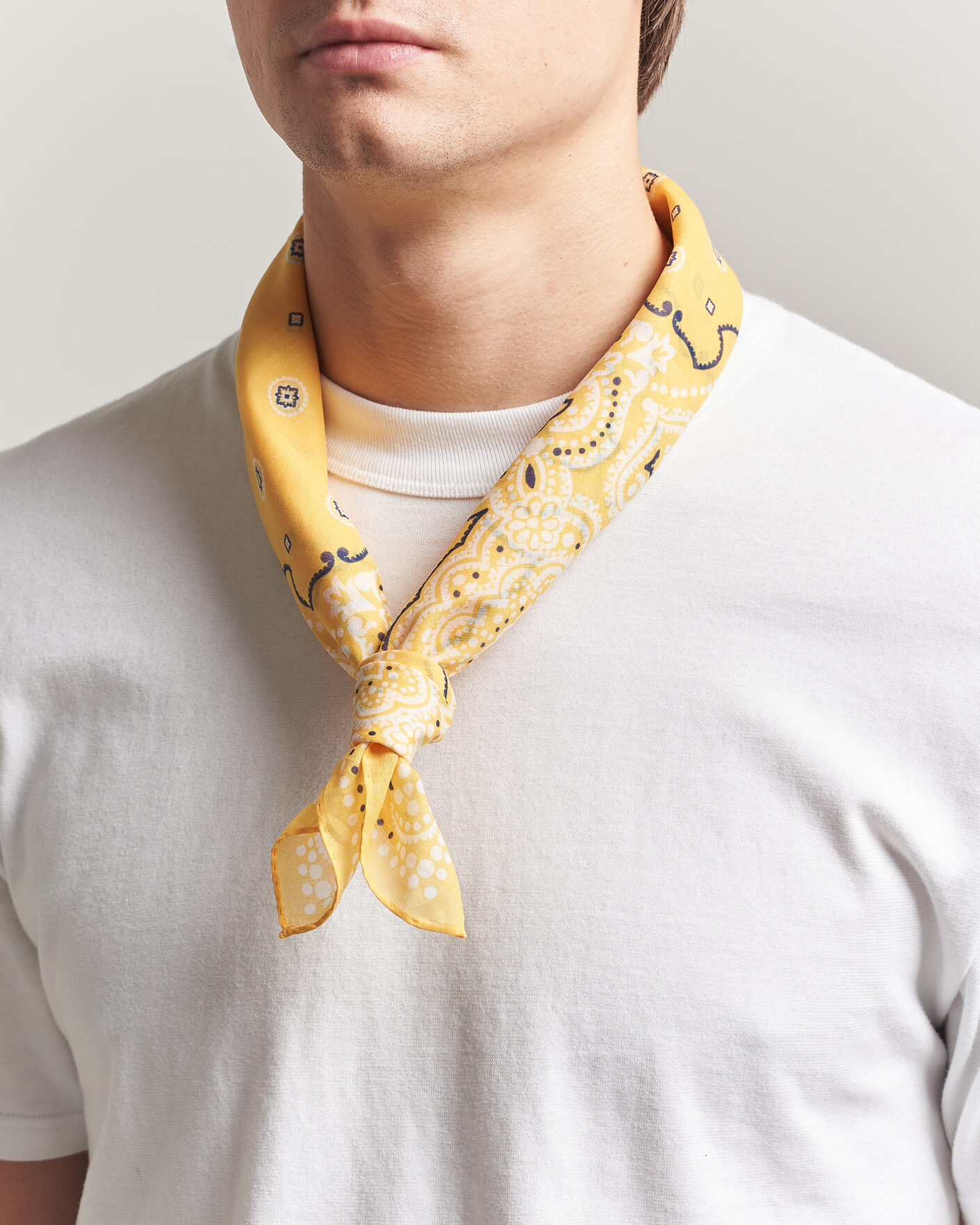 Herre | Tørklæde | Amanda Christensen | Cotton Voilé Medallion Bandana Yellow