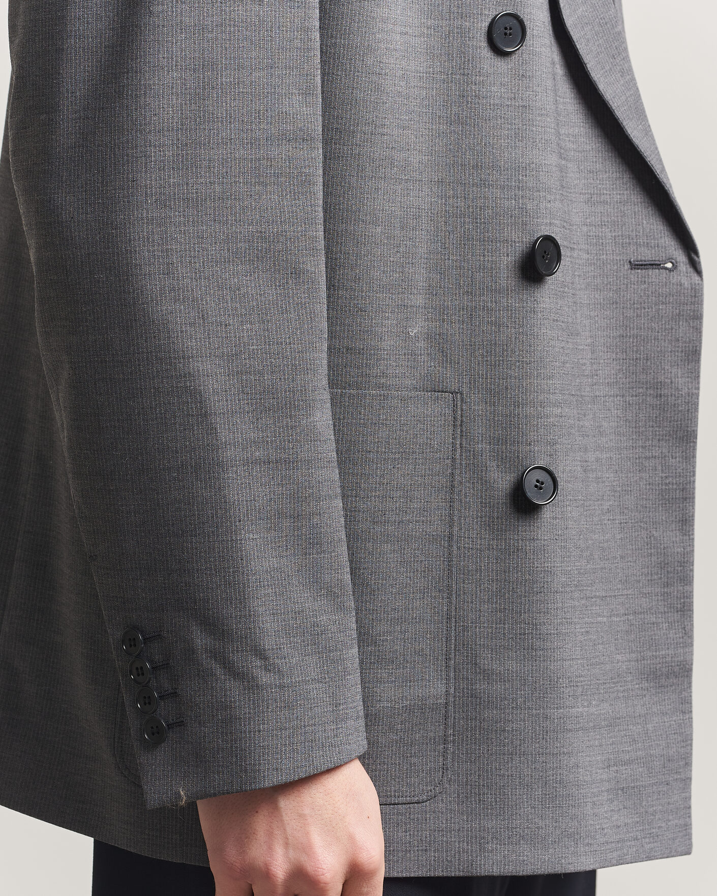 Herre | Blazere & jakker | Filippa K | Michael Wool Pinstriped Double Breasted Blazer Mid Grey