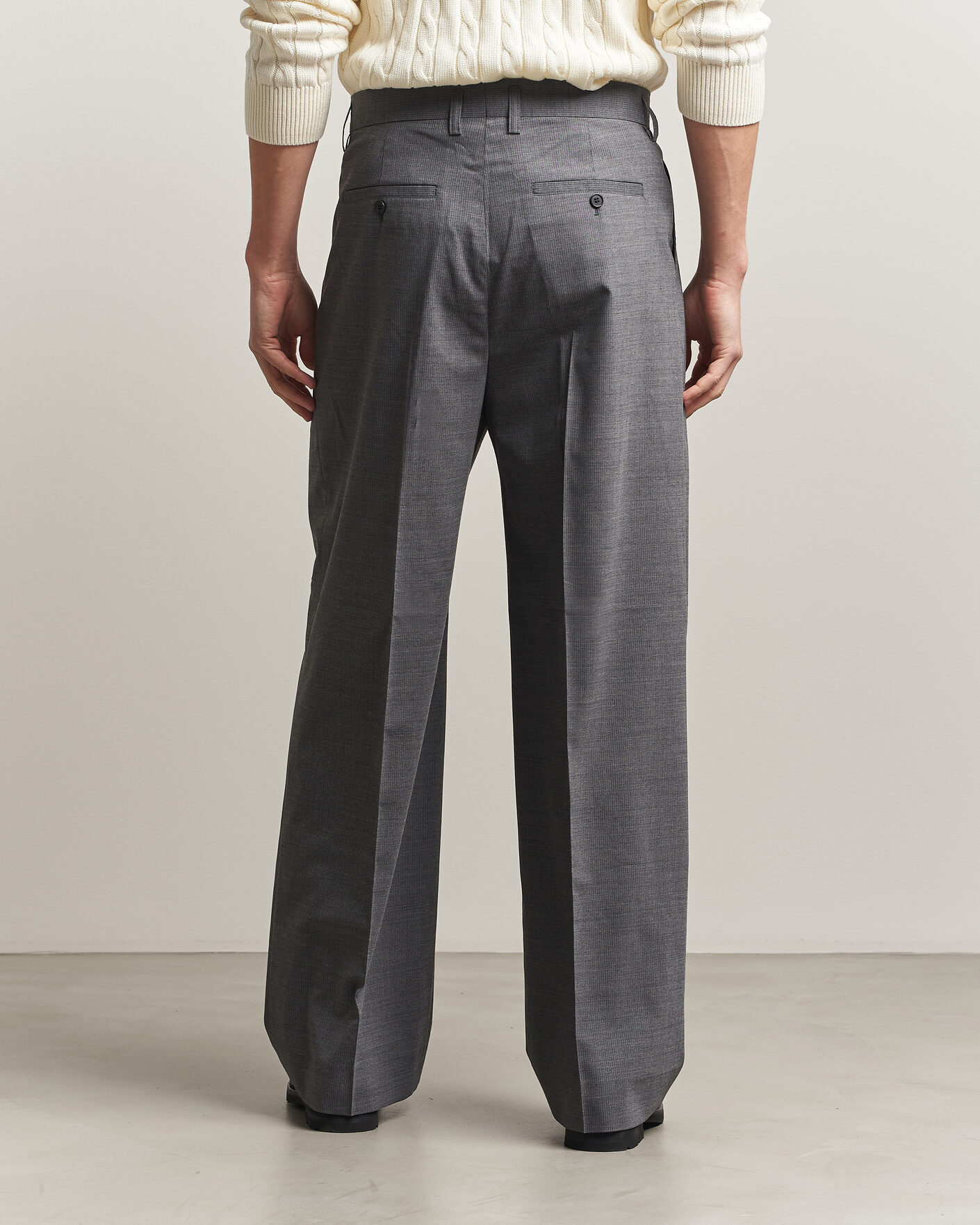 Herre | Bukser | Filippa K | Milo Wide Wool Pinstriped Trousers Mid Grey
