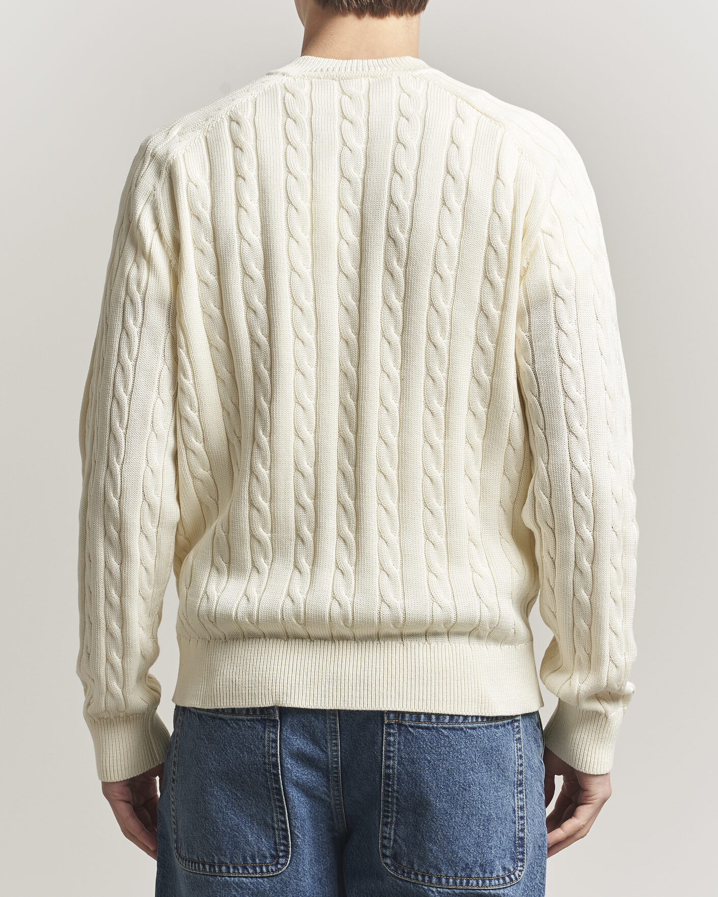 Herre | Trøjer | Filippa K | Cotton Cable V-Neck Sweater Calico White