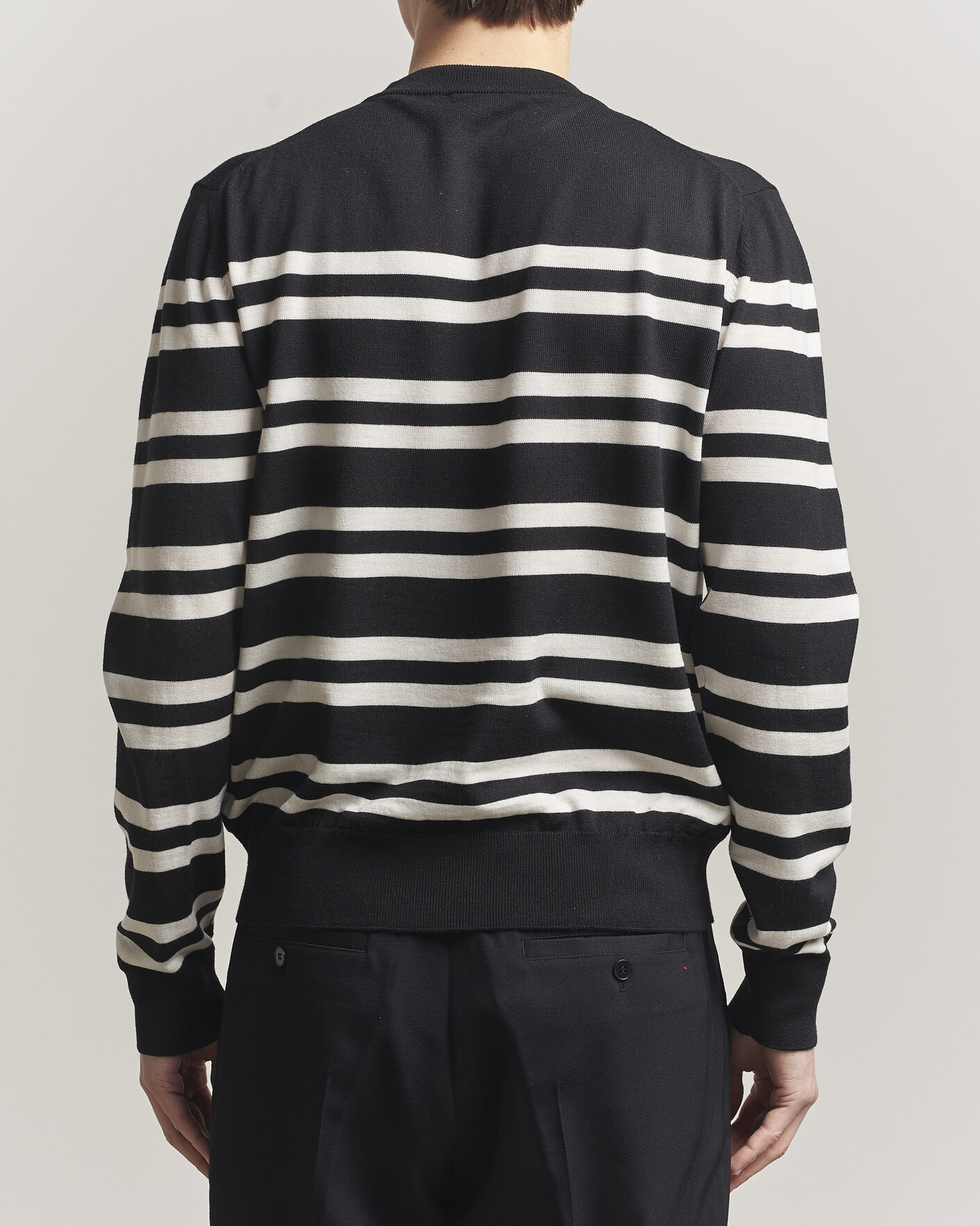 Herre | Trøjer | Filippa K | Merino Knitted Striped Sweater Black/White