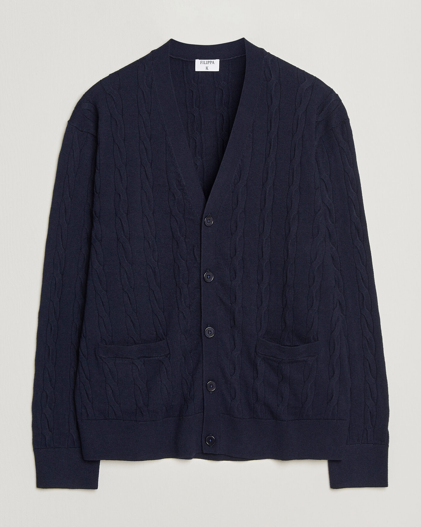 Herre | Trøjer | Filippa K | Cotton/Merino Cable Cardigan Navy