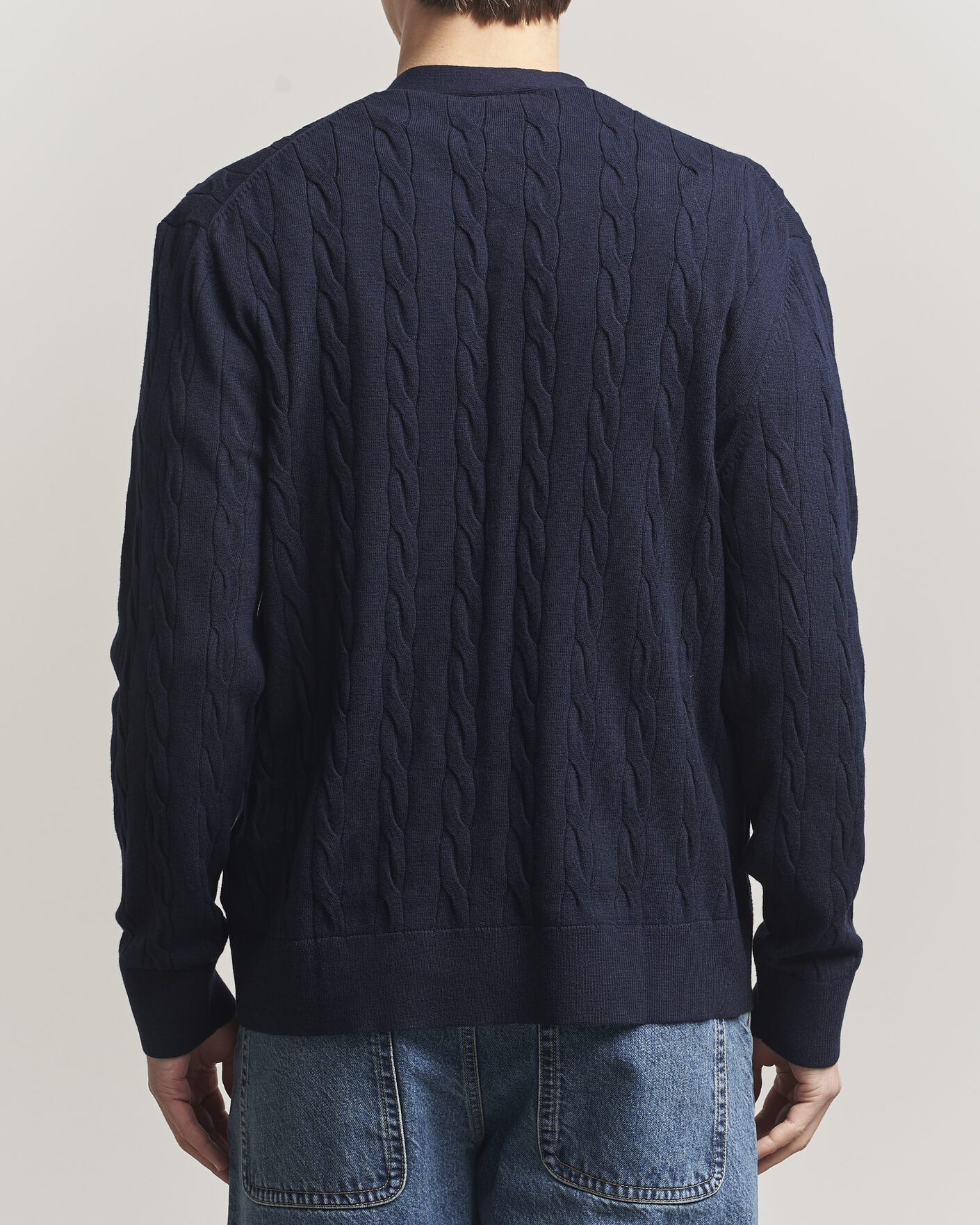 Herre | Trøjer | Filippa K | Cotton/Merino Cable Cardigan Navy