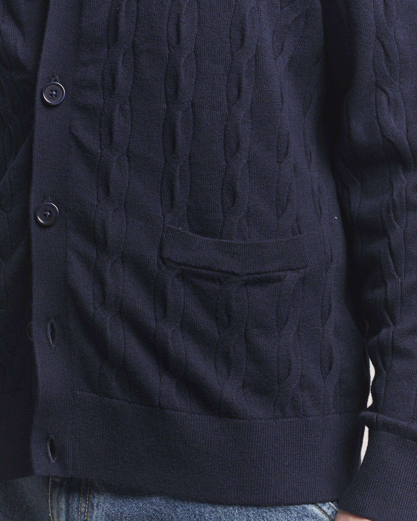 Herre | Trøjer | Filippa K | Cotton/Merino Cable Cardigan Navy