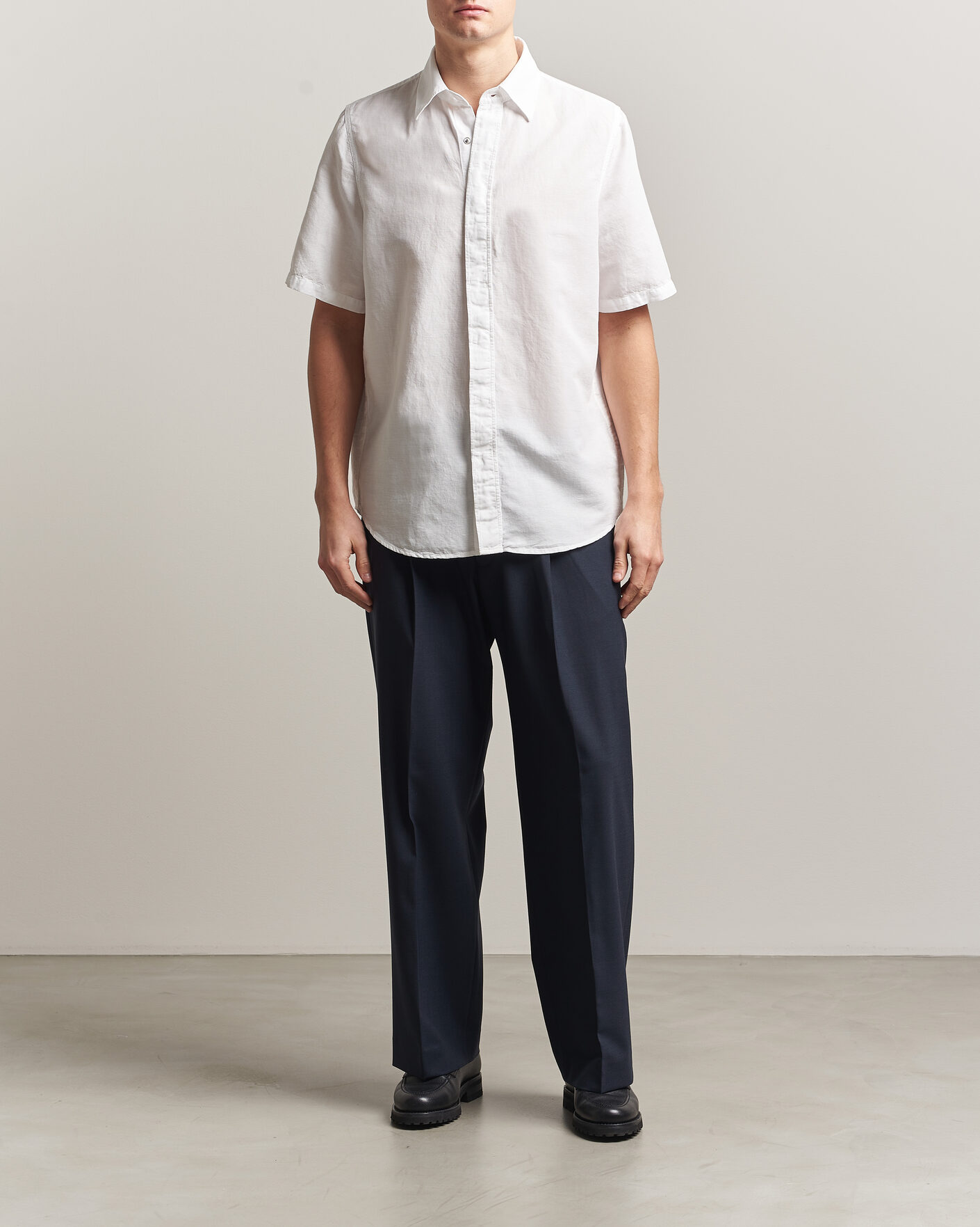 Herre | Skjorter | Filippa K | Cotton/Linen Short Sleeve Shirt White