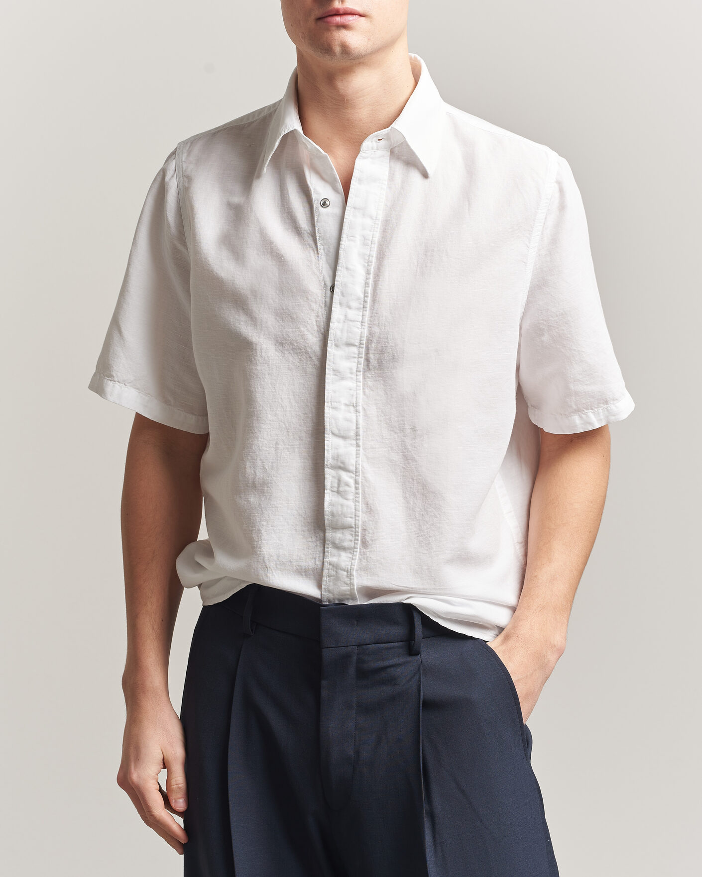 Herre | Skjorter | Filippa K | Cotton/Linen Short Sleeve Shirt White