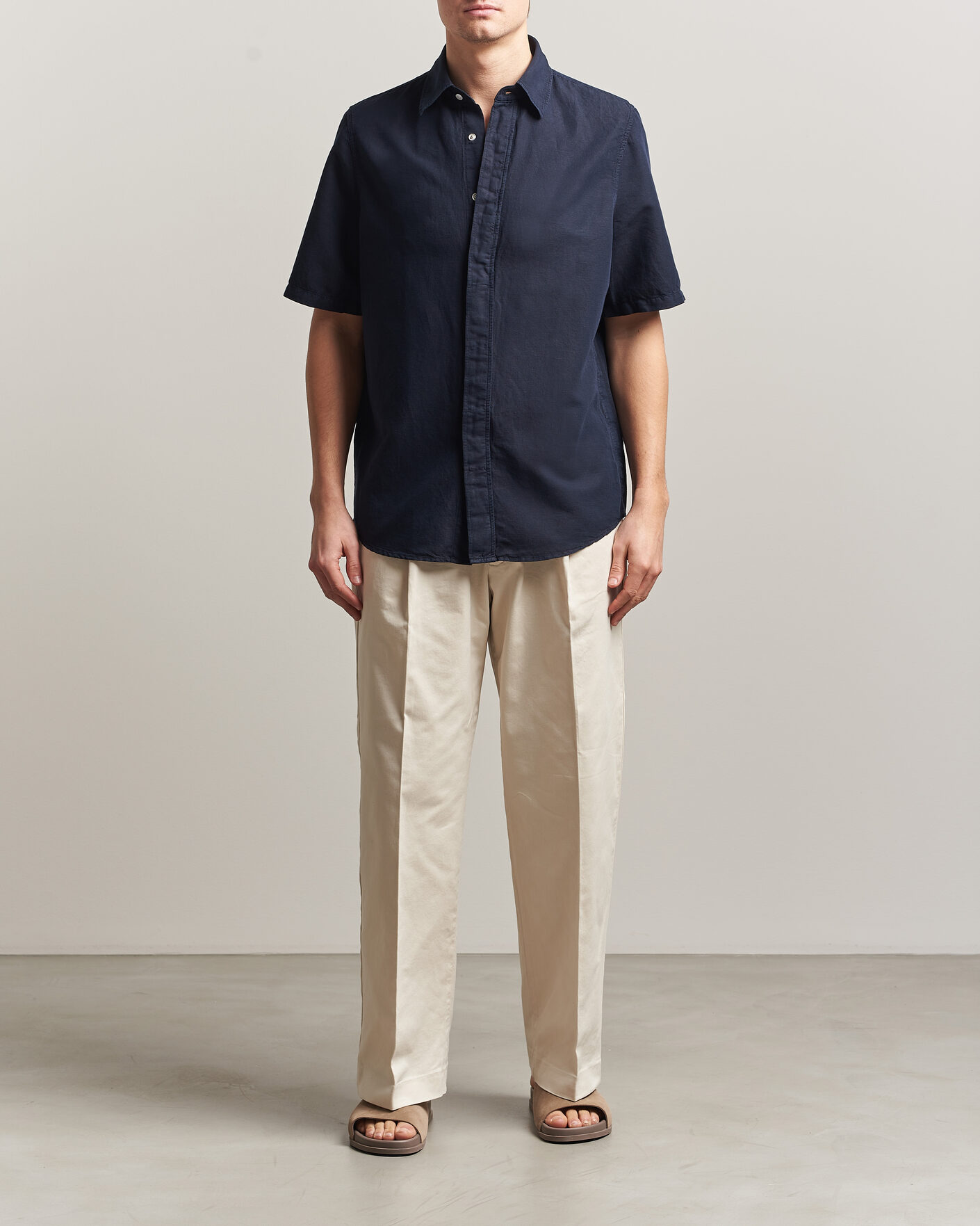 Herre | Skjorter | Filippa K | Cotton/Linen Short Sleeve Shirt Navy