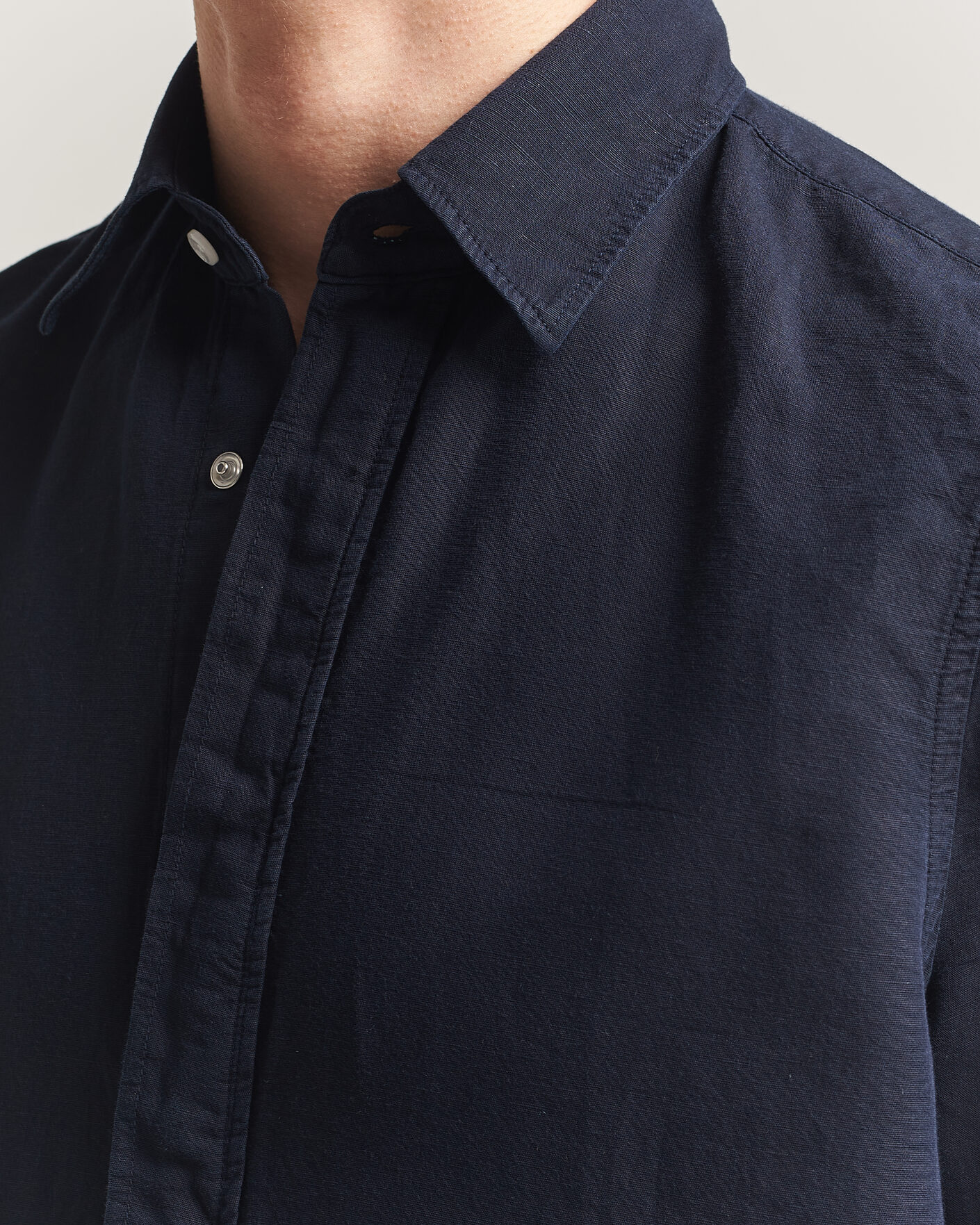 Herre | Skjorter | Filippa K | Cotton/Linen Short Sleeve Shirt Navy