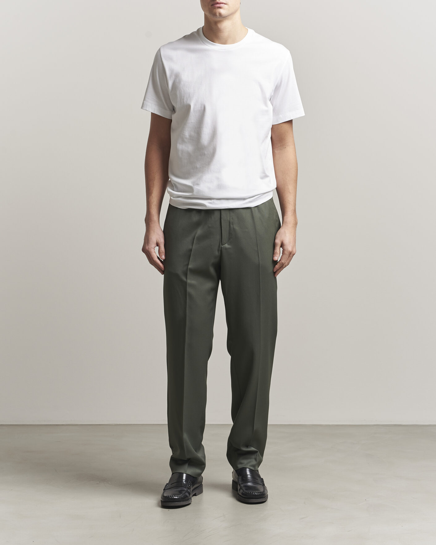 Herre | Bukser | Filippa K | Theo Relaxed Wool Trousers Grey Green