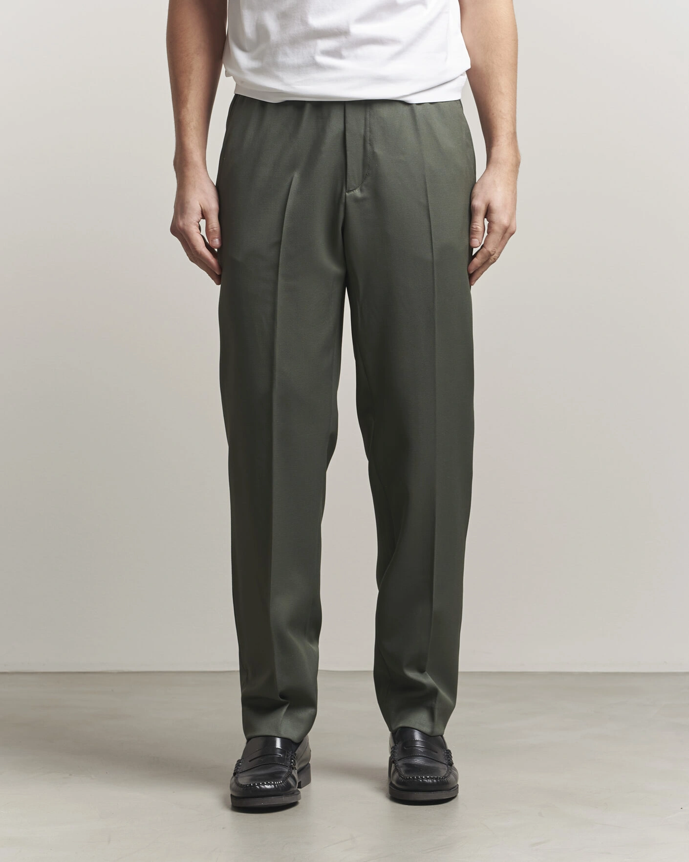 Herre | Bukser | Filippa K | Theo Relaxed Wool Trousers Grey Green