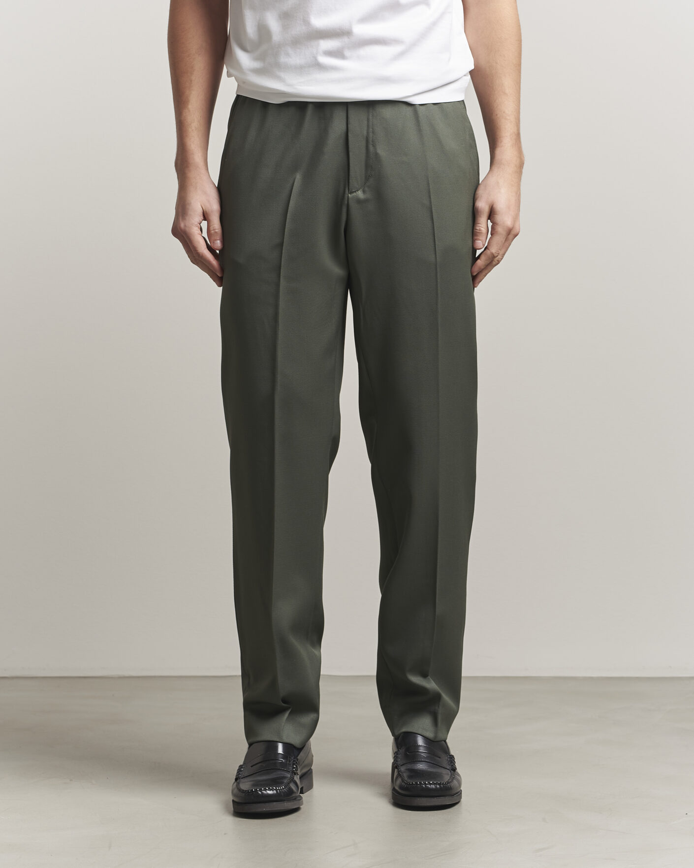 Herre | Bukser | Filippa K | Theo Relaxed Wool Trousers Grey Green