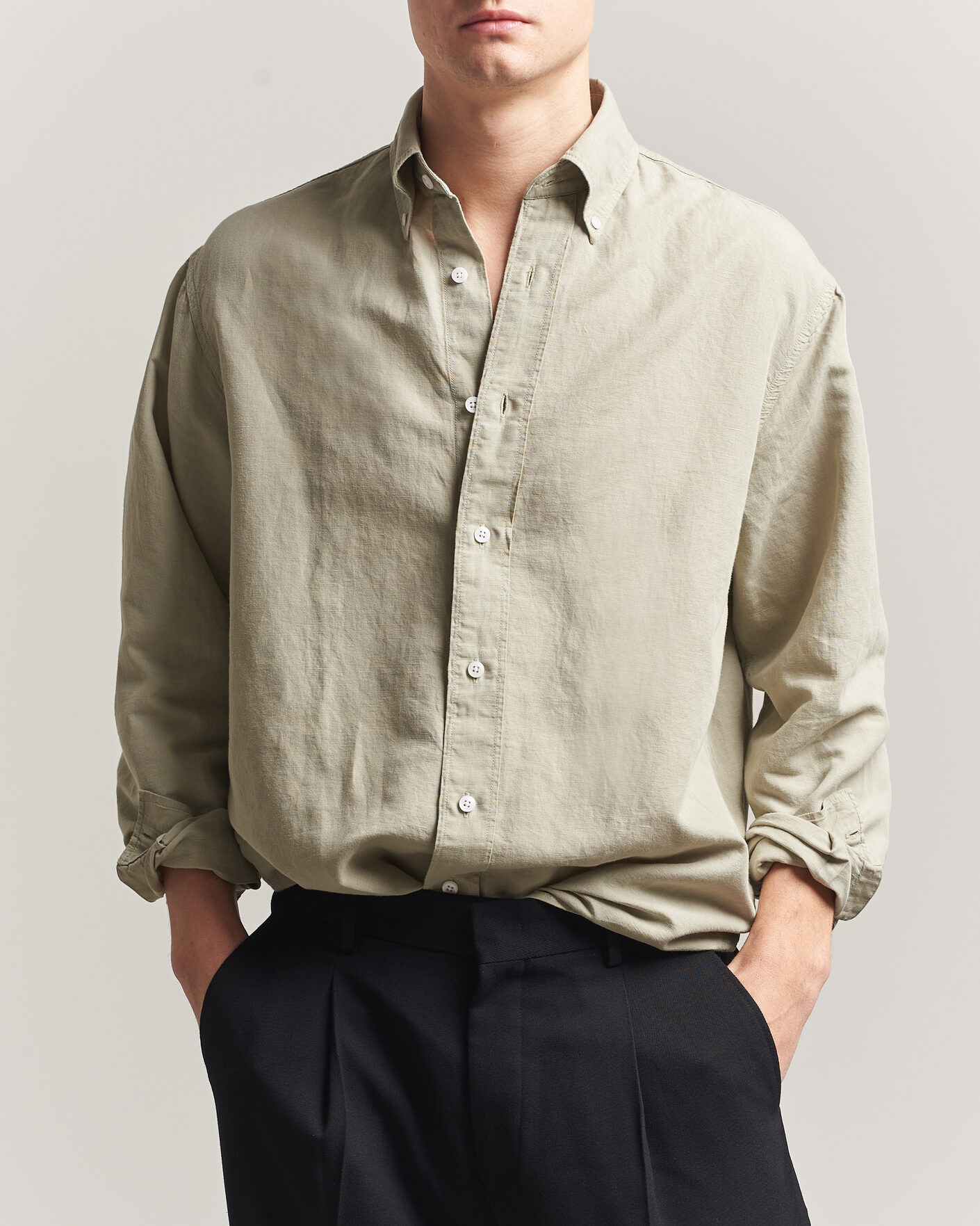 Herre | Skjorter | Filippa K | Relaxed Cotton/Linen Shirt Light Green