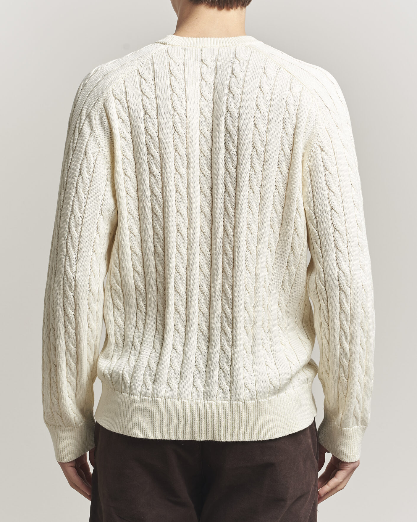 Herre | Trøjer | Filippa K | Cotton Cable Crew Neck Sweater Calico White