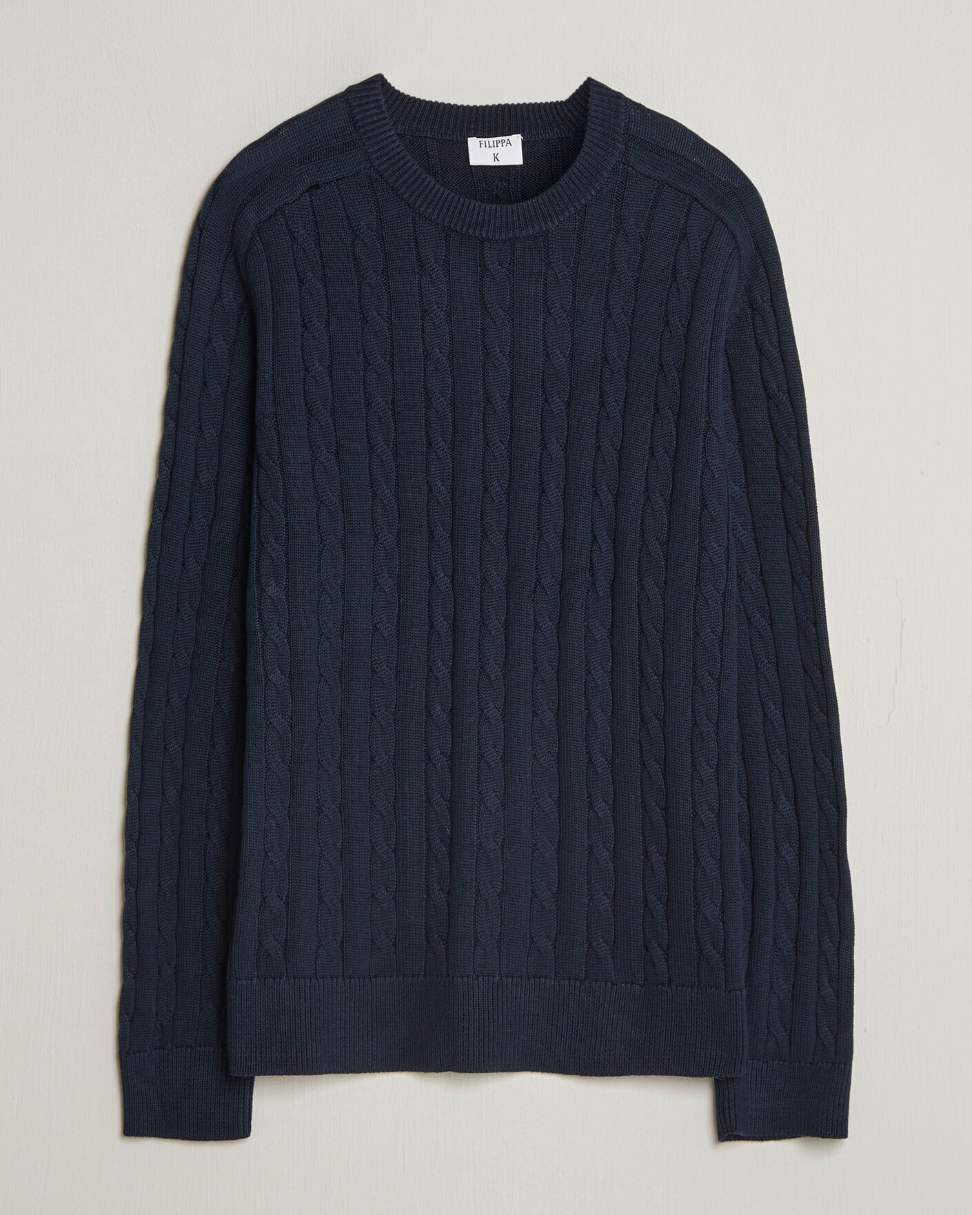 Herre | Trøjer | Filippa K | Cotton Cable Crew Neck Sweater Navy
