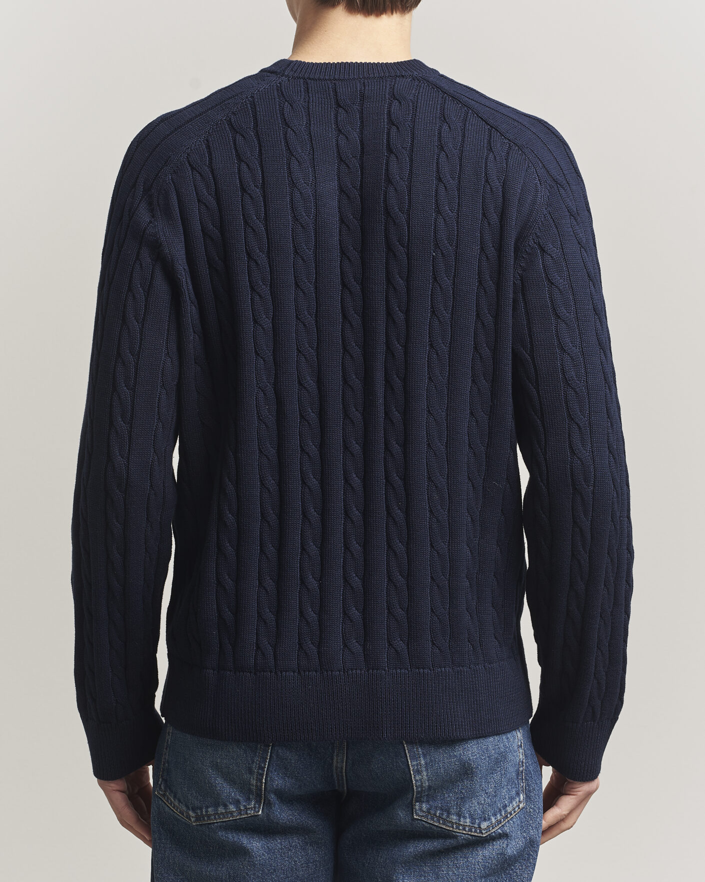 Herre | Trøjer | Filippa K | Cotton Cable Crew Neck Sweater Navy