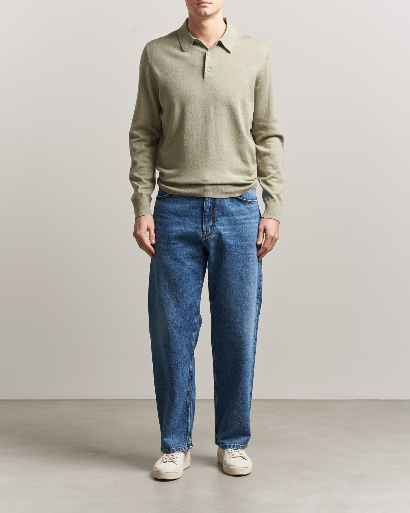 Herre | Trøjer | Filippa K | Knitted Polo Shirt Light Green